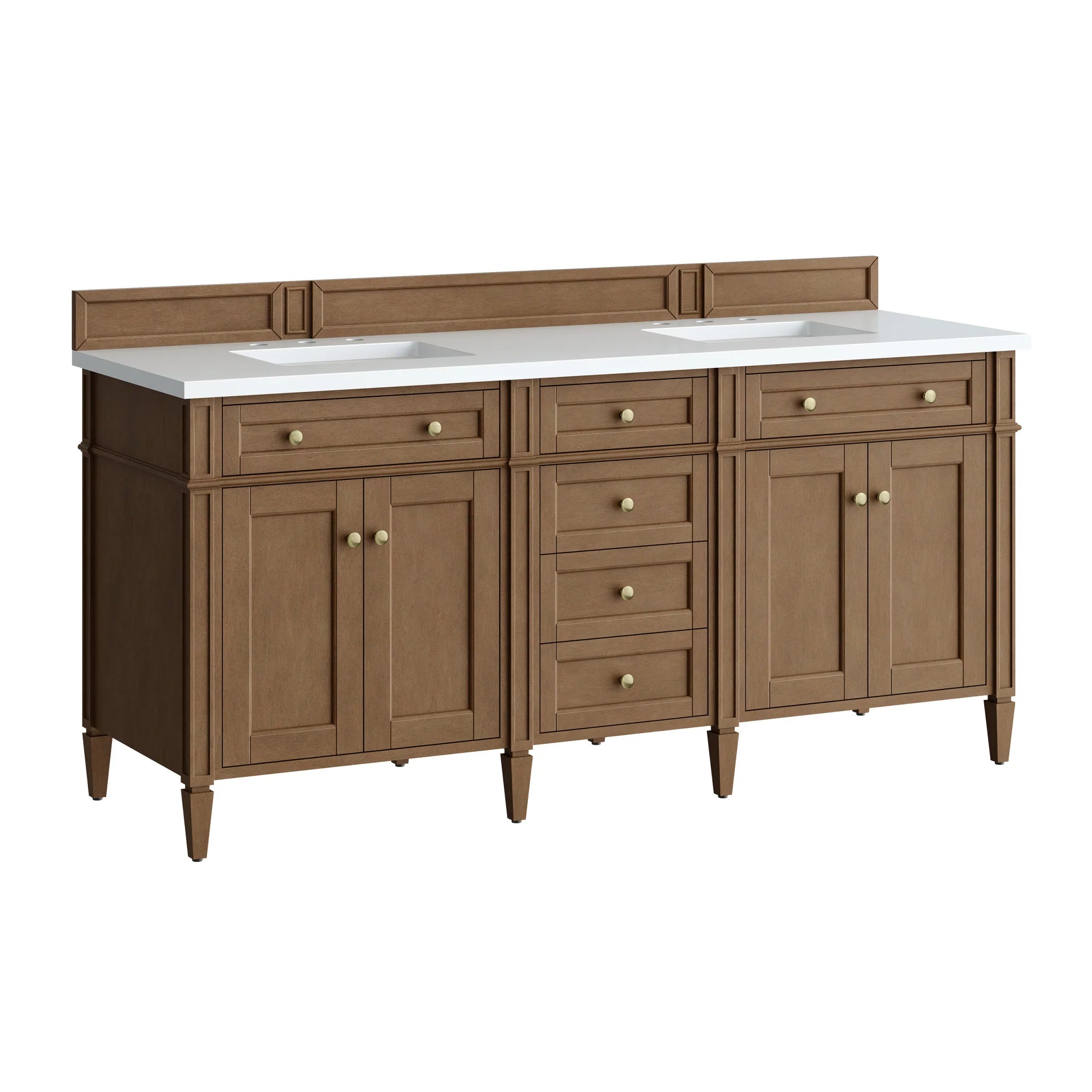 72" Brittany Double Vanity in Pecan by James Martin Vanities-White Zeus Silestone 11