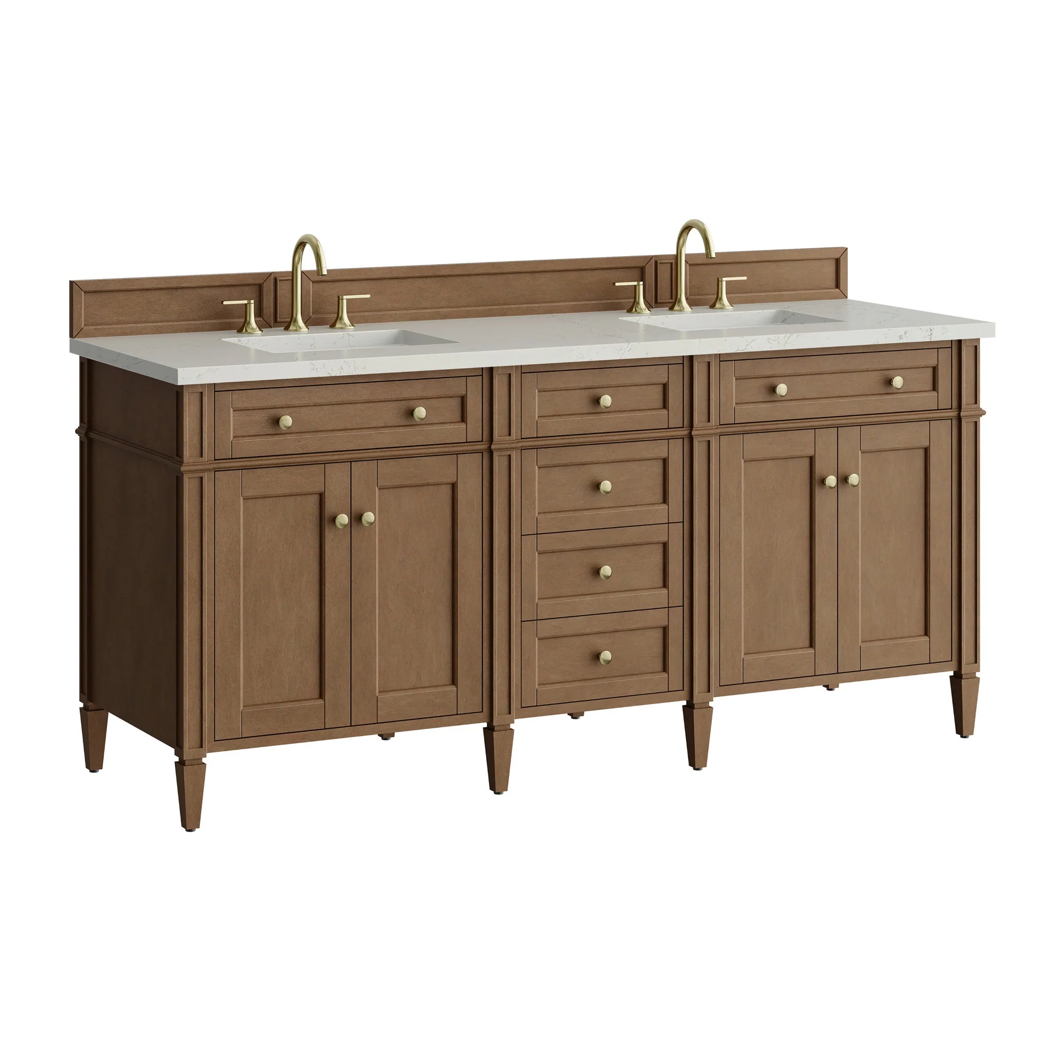 72" Brittany Double Vanity in Pecan w/FreePower Wireless Charger by James Martin Vanities-Siberian Silestone 11