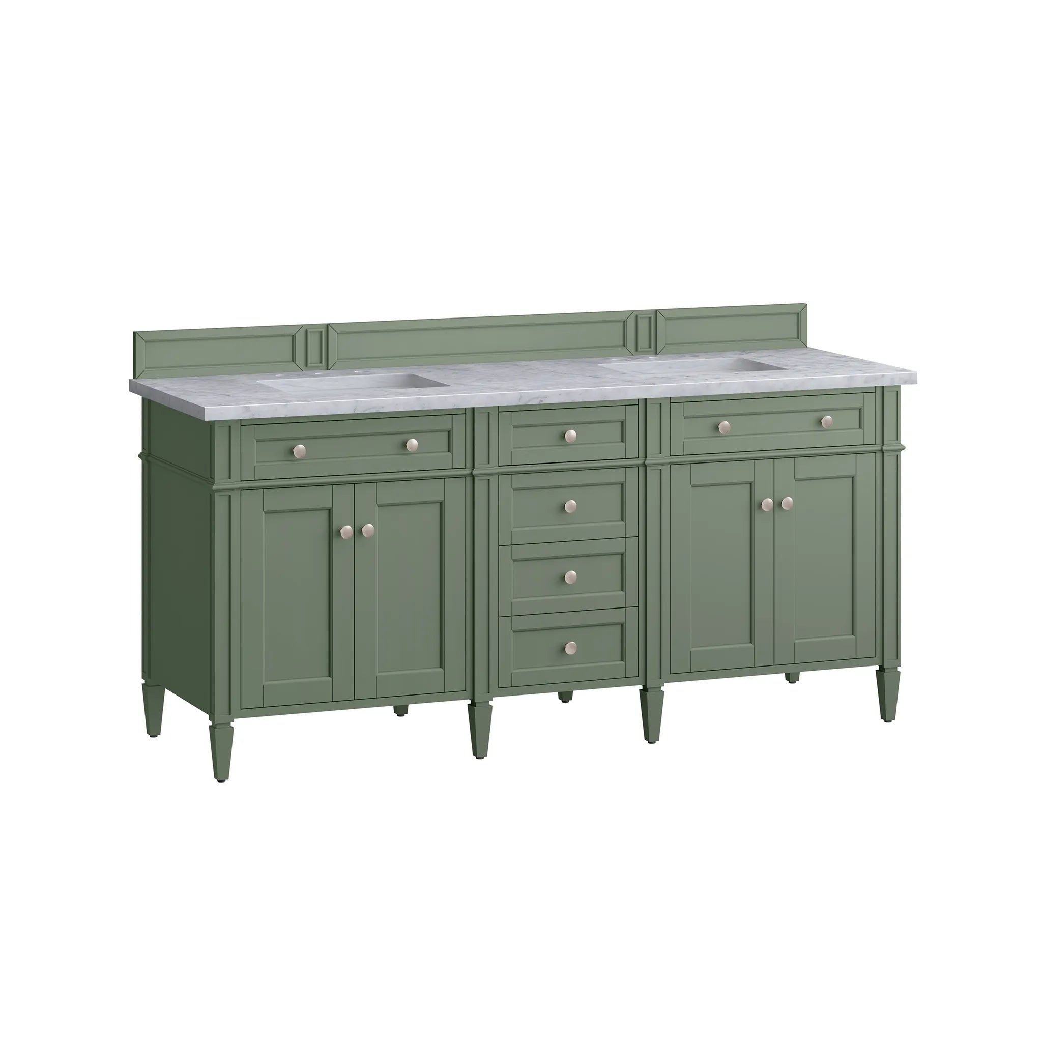 72" Brittany Double Vanity in Smokey Celadon-Carrara White Marble-8" Widespread image 5