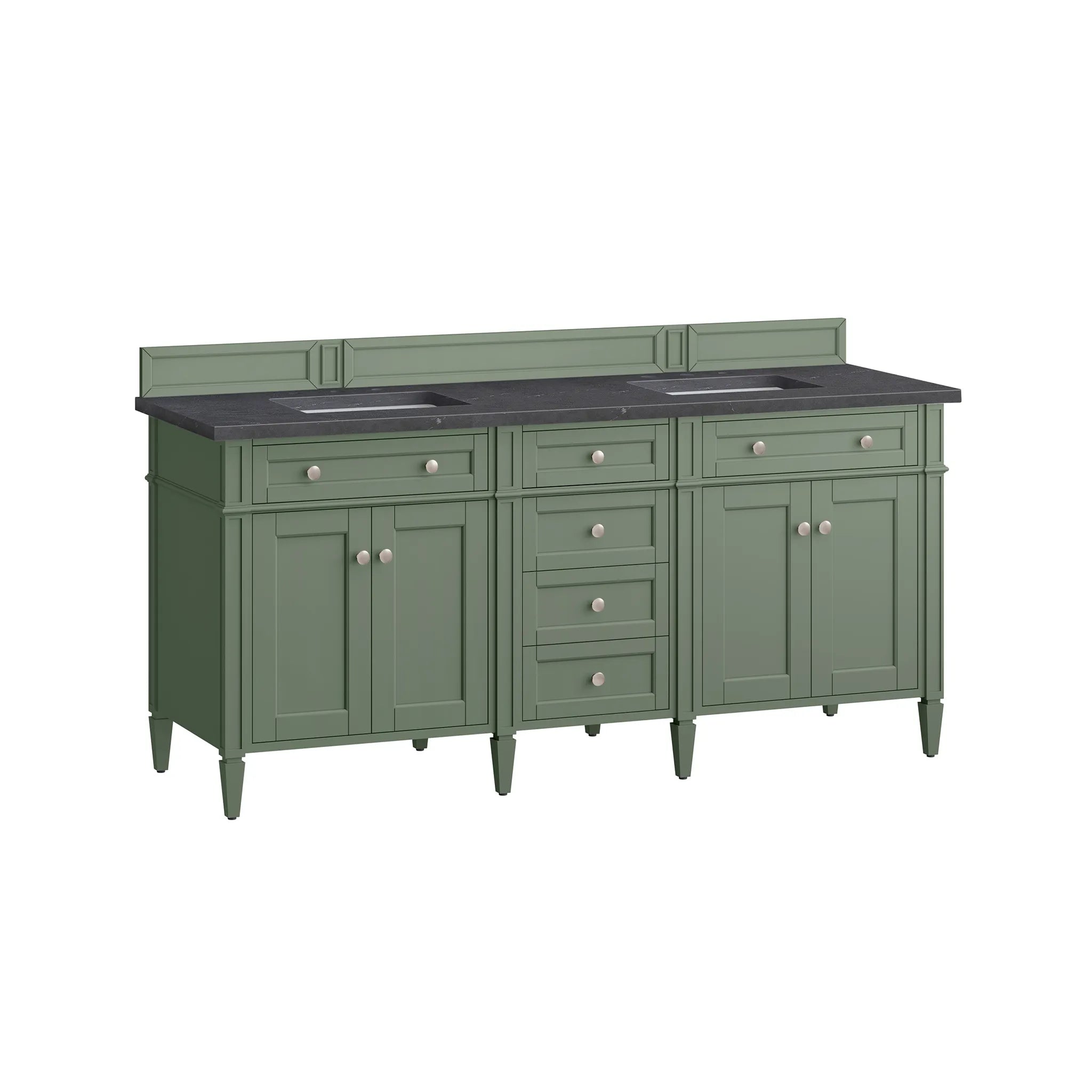 72" Brittany Double Vanity in Smokey Celadon-Charcoal Soapstone Silestone-8" Widespread image 5