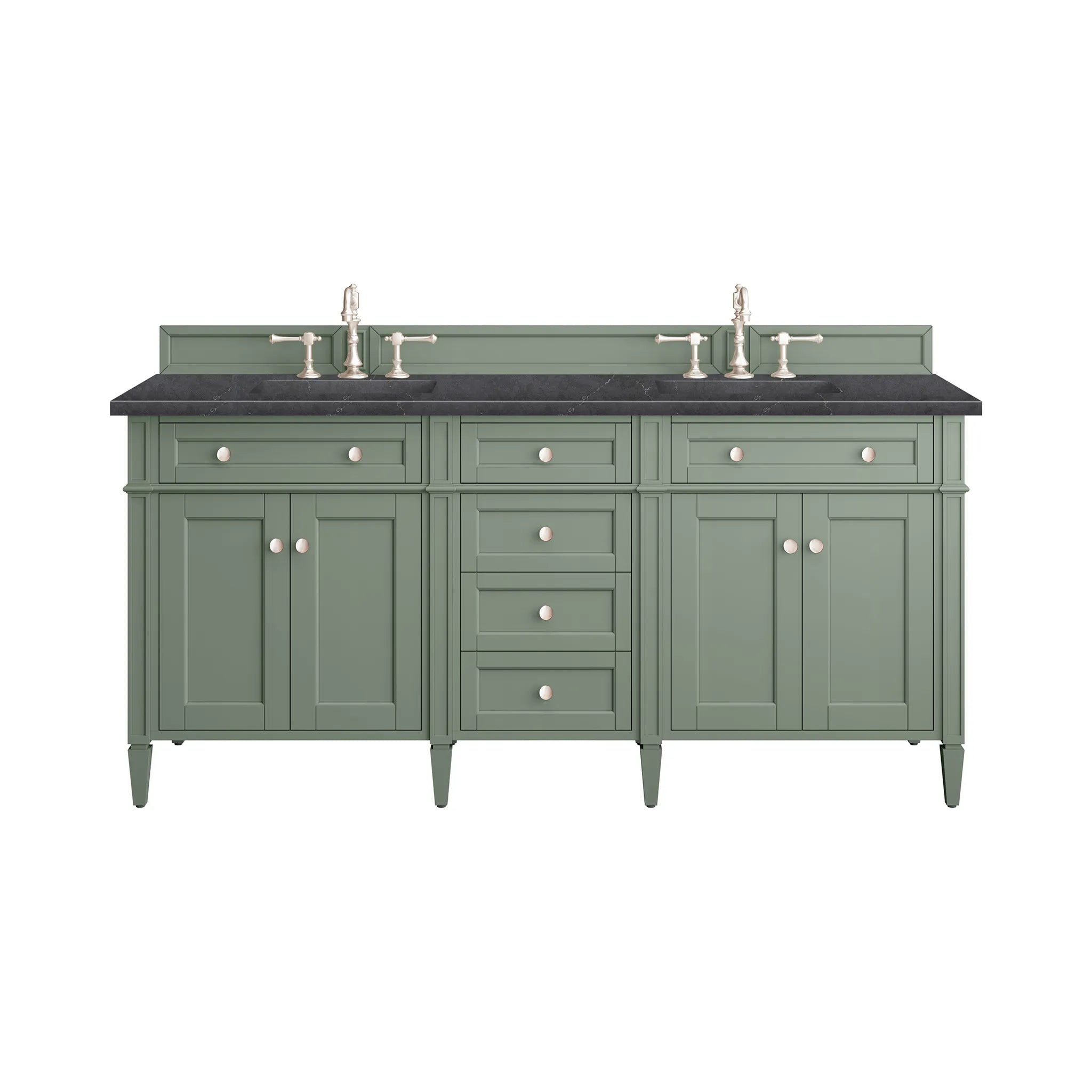 72" Brittany Double Vanity in Smokey Celadon-Charcoal Soapstone Silestone-8" Widespread image