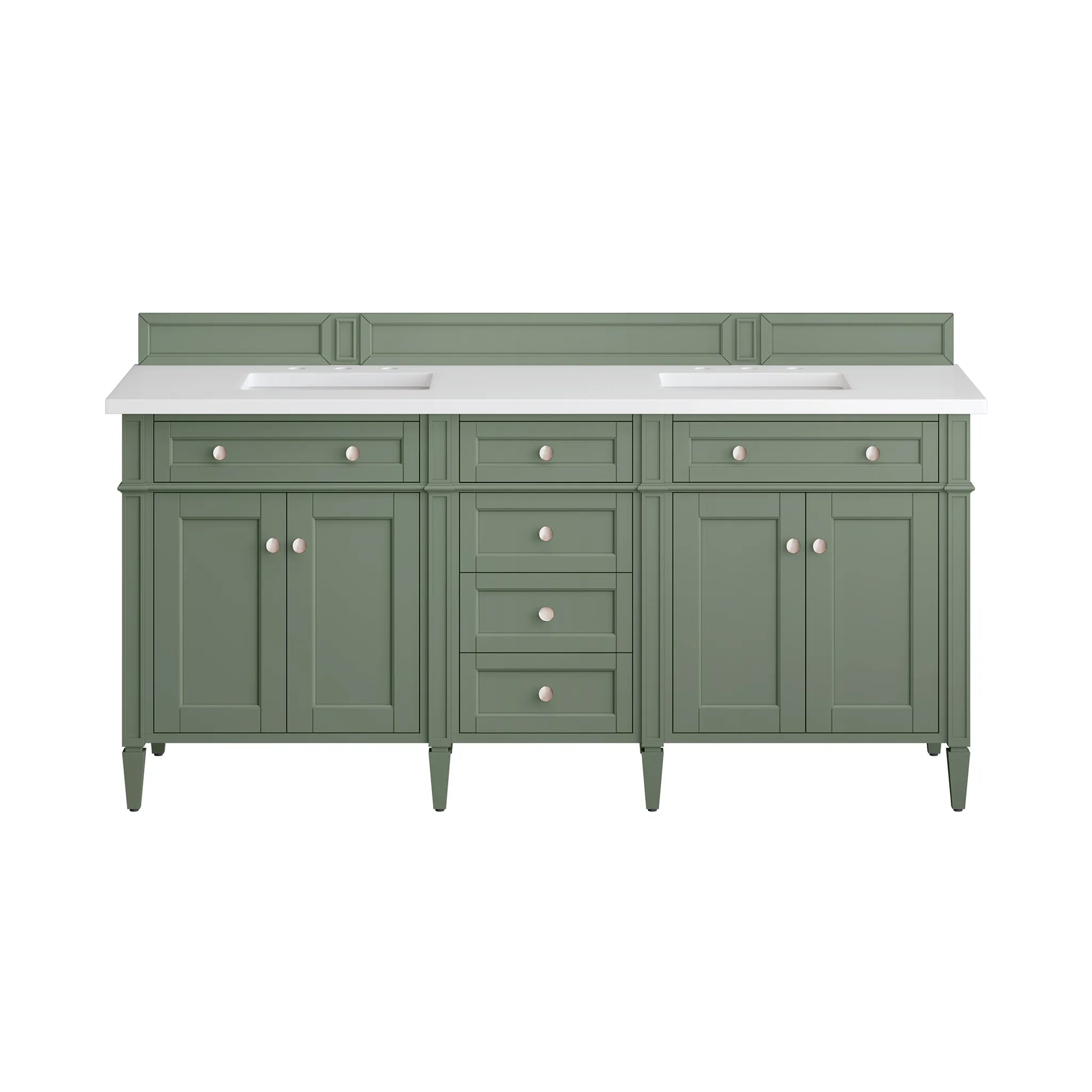 72" Brittany Double Vanity in Smokey Celadon-White Zeus Silestone-8" Widespread image 1