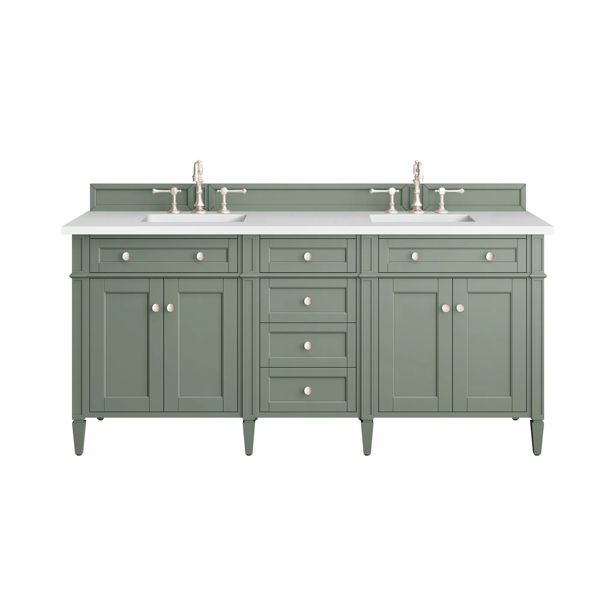 72" Brittany Double Vanity in Smokey Celadon-White Zeus Silestone-8" Widespread image