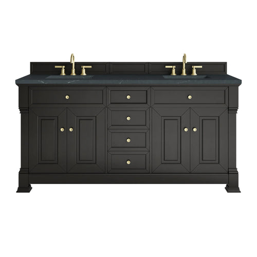 72" Double Sink Bathroom Vanity with Top in Black Onyx - James Martin Brookfield