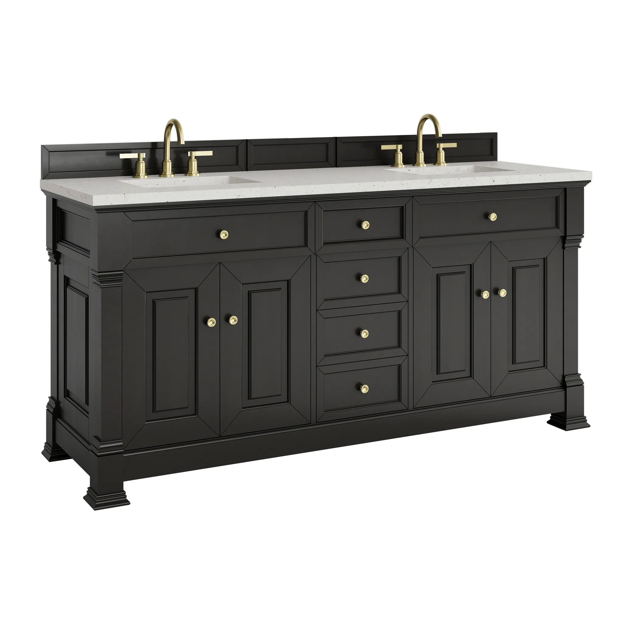 72" Brookfield Double Vanity in Black Onyx-Lime Delight Silestone-8" Widespread image 9