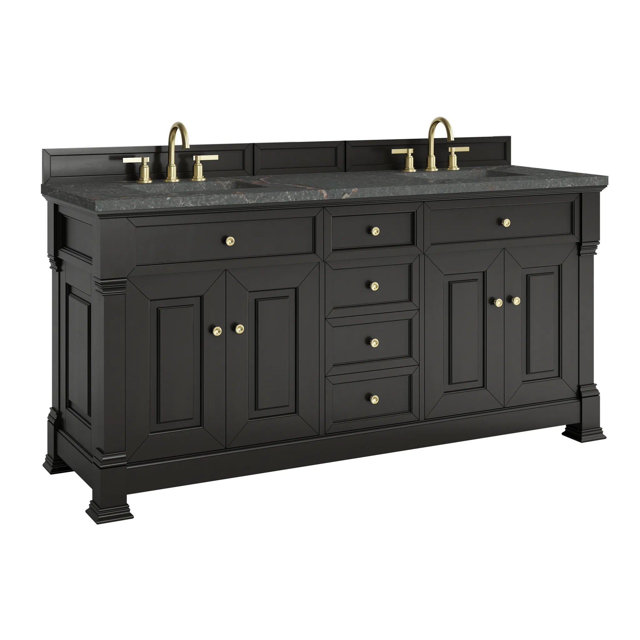 72" Brookfield Double Vanity in Black Onyx-Parisien Bleu Silestone-8" Widespread image 9