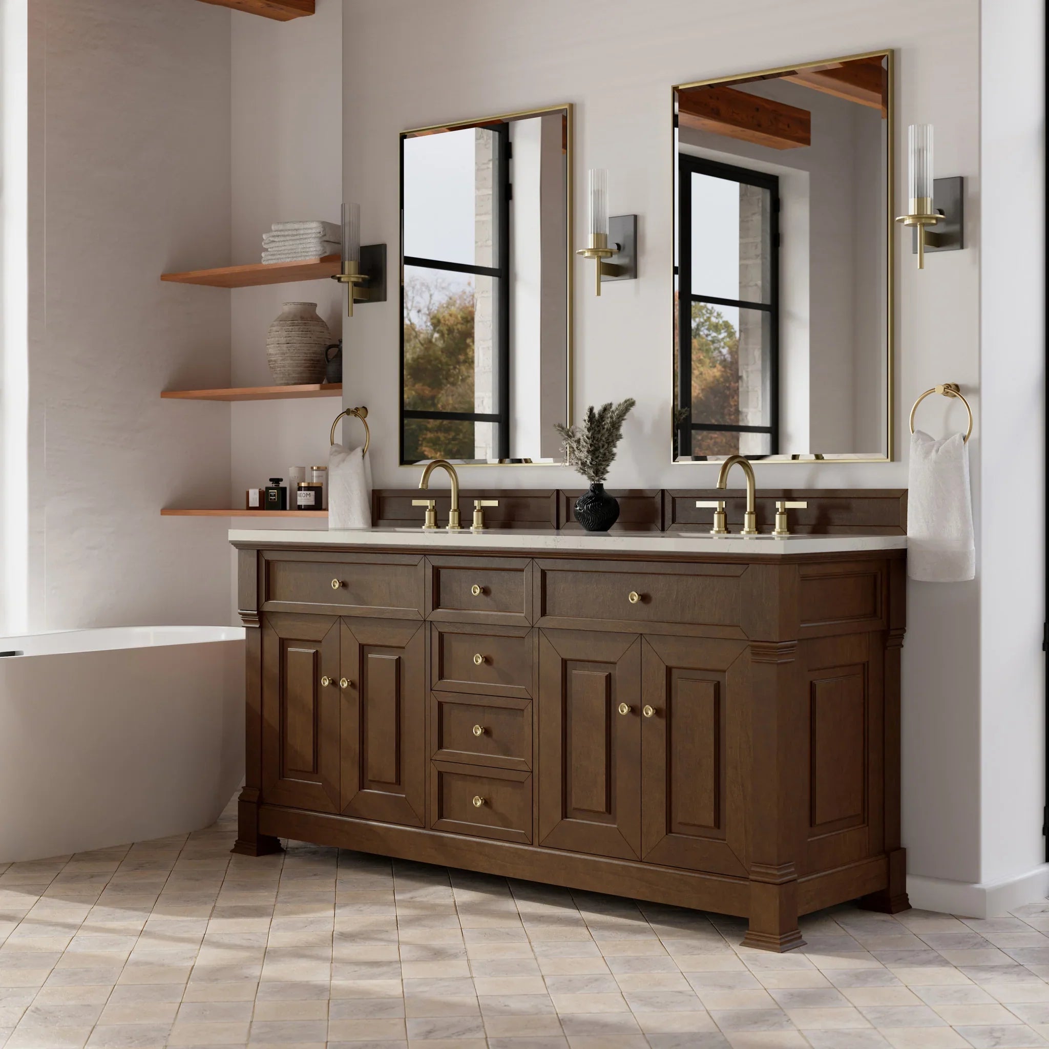 72-brookfield-double-vanity-in-honey-oak-w-freepower-wireless-charger-by-james-martin-vanities-siberian-silestone image 9