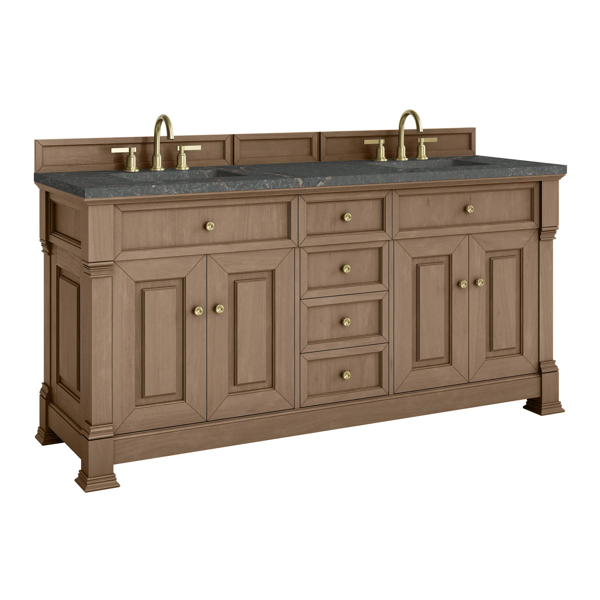 72" Brookfield Double Vanity in Pecan-Parisien Bleu Silestone-8" Widespread image 9