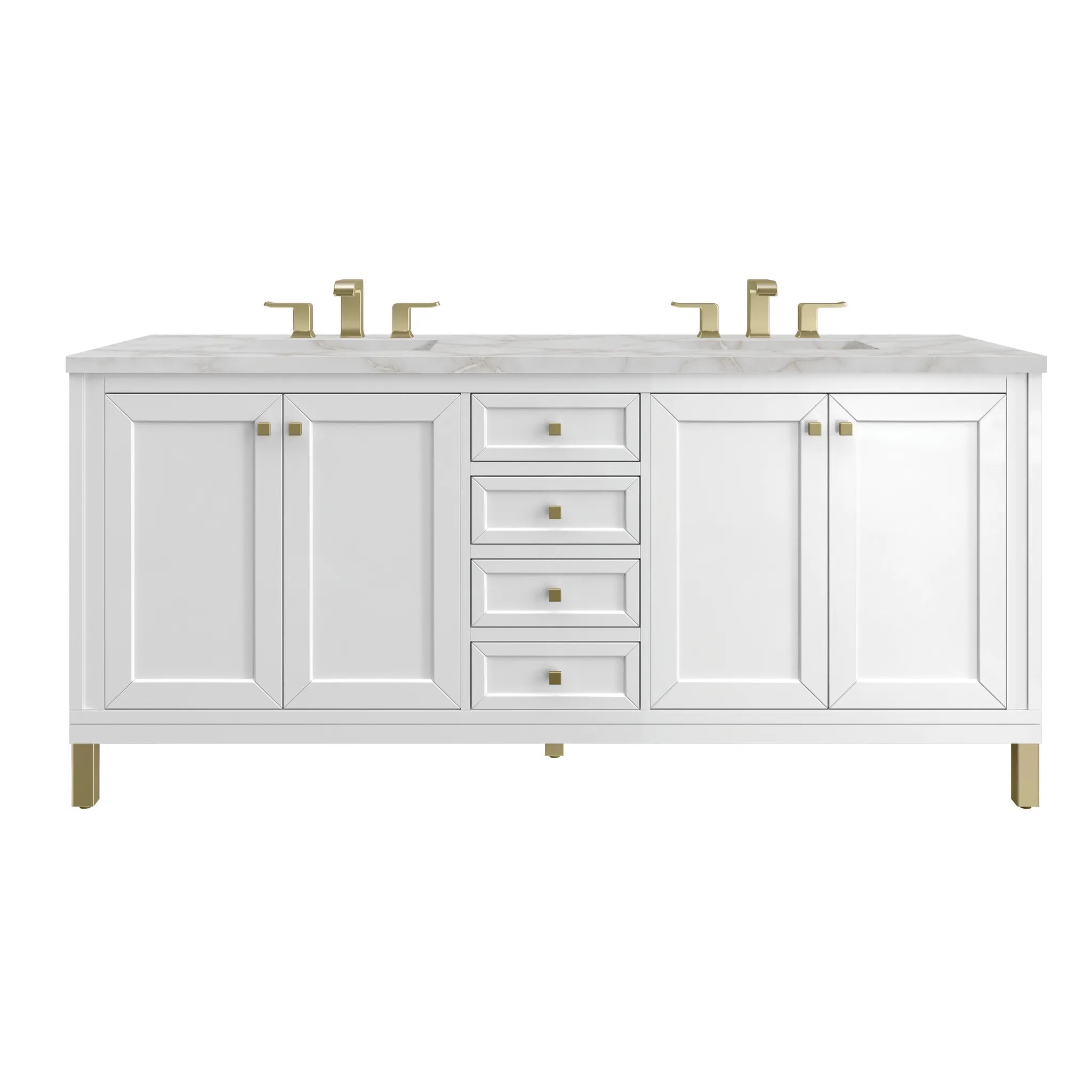 72" Chicago Double Vanity in Glossy White by James Martin Vanities - AURA Modern Home