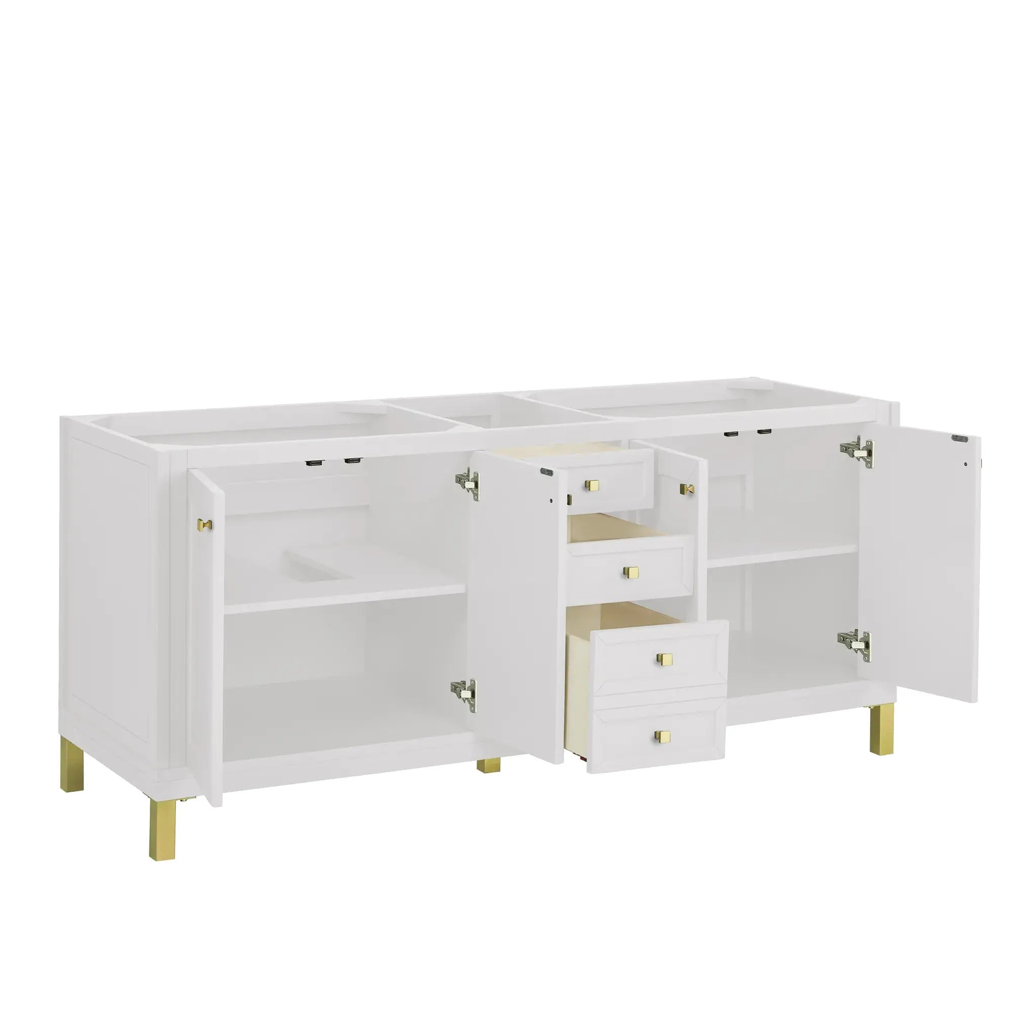 72" Chicago Double Vanity in Glossy White, Wireless Charger-Eternal Jasmine Pearl Silestone-8" Widespread image 9