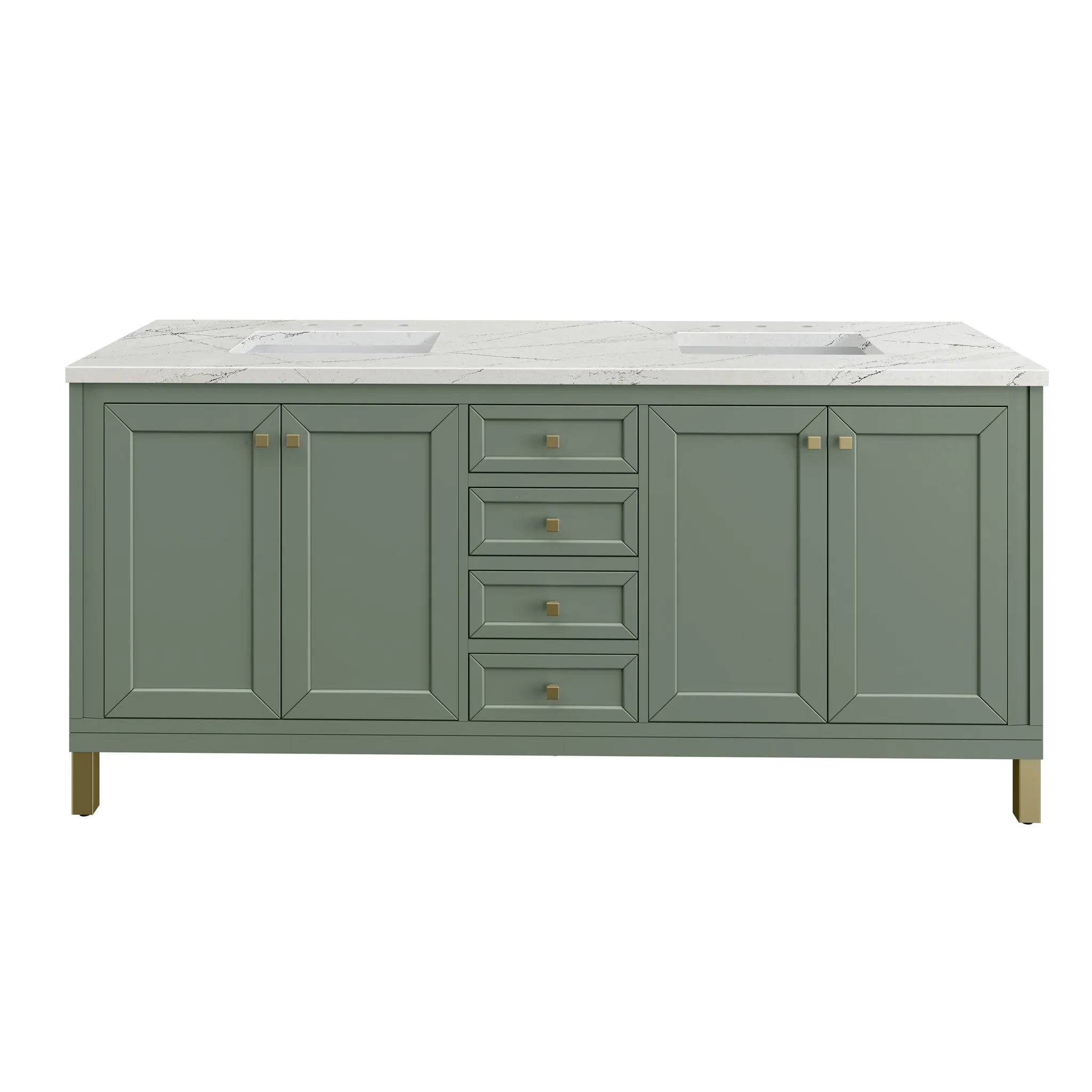 72" Chicago Double Vanity in Smokey Celadon-Ethereal Noctis Silestone-8" Widespread image 1