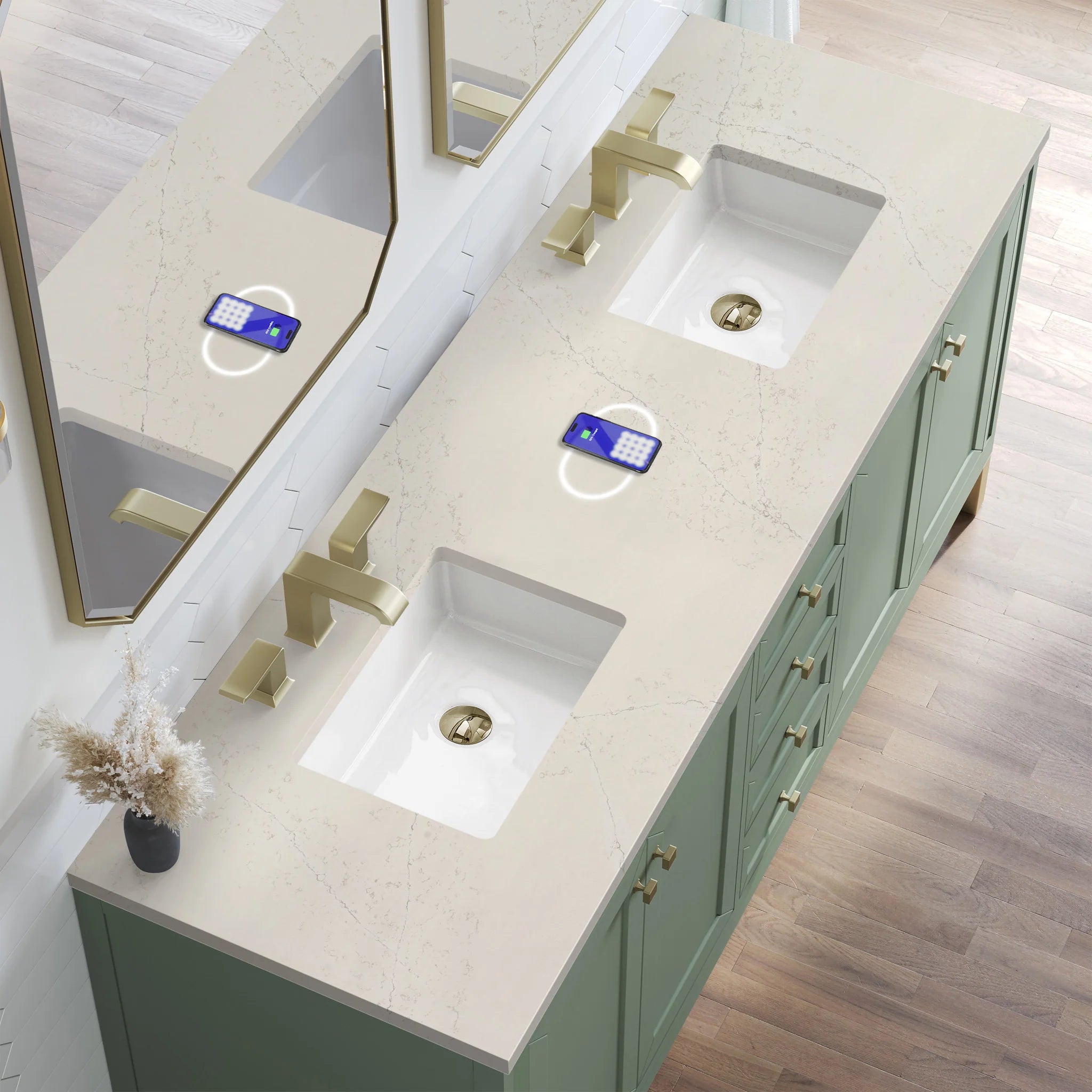 72-chicago-double-vanity-in-smokey-celadon-w-freepower-wireless-charger-by-james-martin-vanities-siberian-silestone image 8
