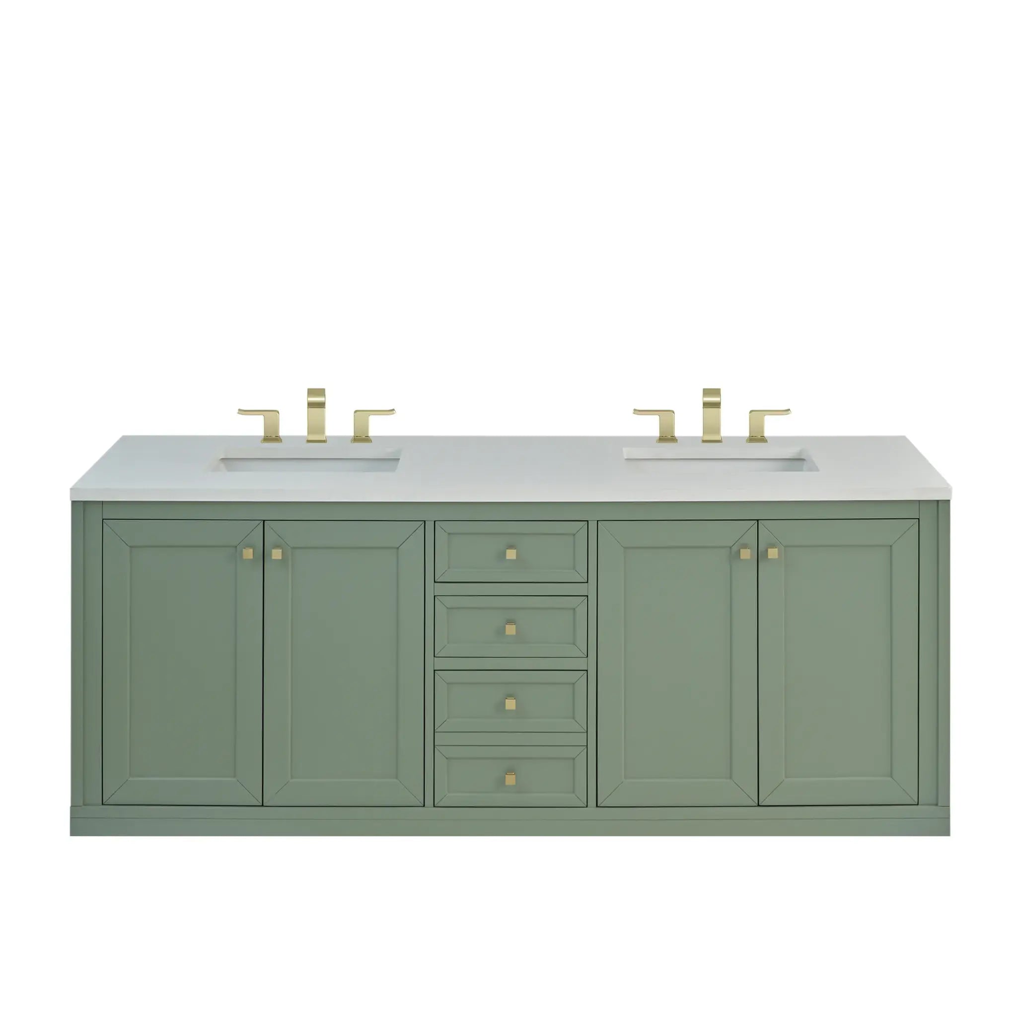72" Chicago Double Vanity in Smokey Celadon-White Zeus Silestone-8" Widespread image 1