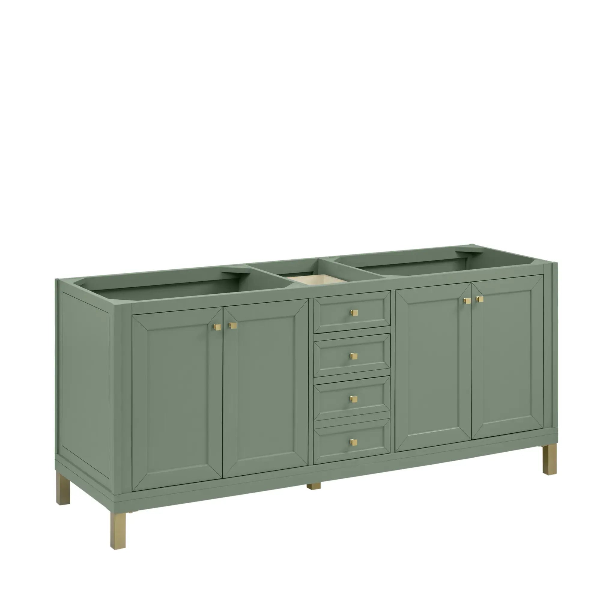 72" Chicago Double Vanity in Smokey Celadon-White Zeus Silestone-8" Widespread image 4