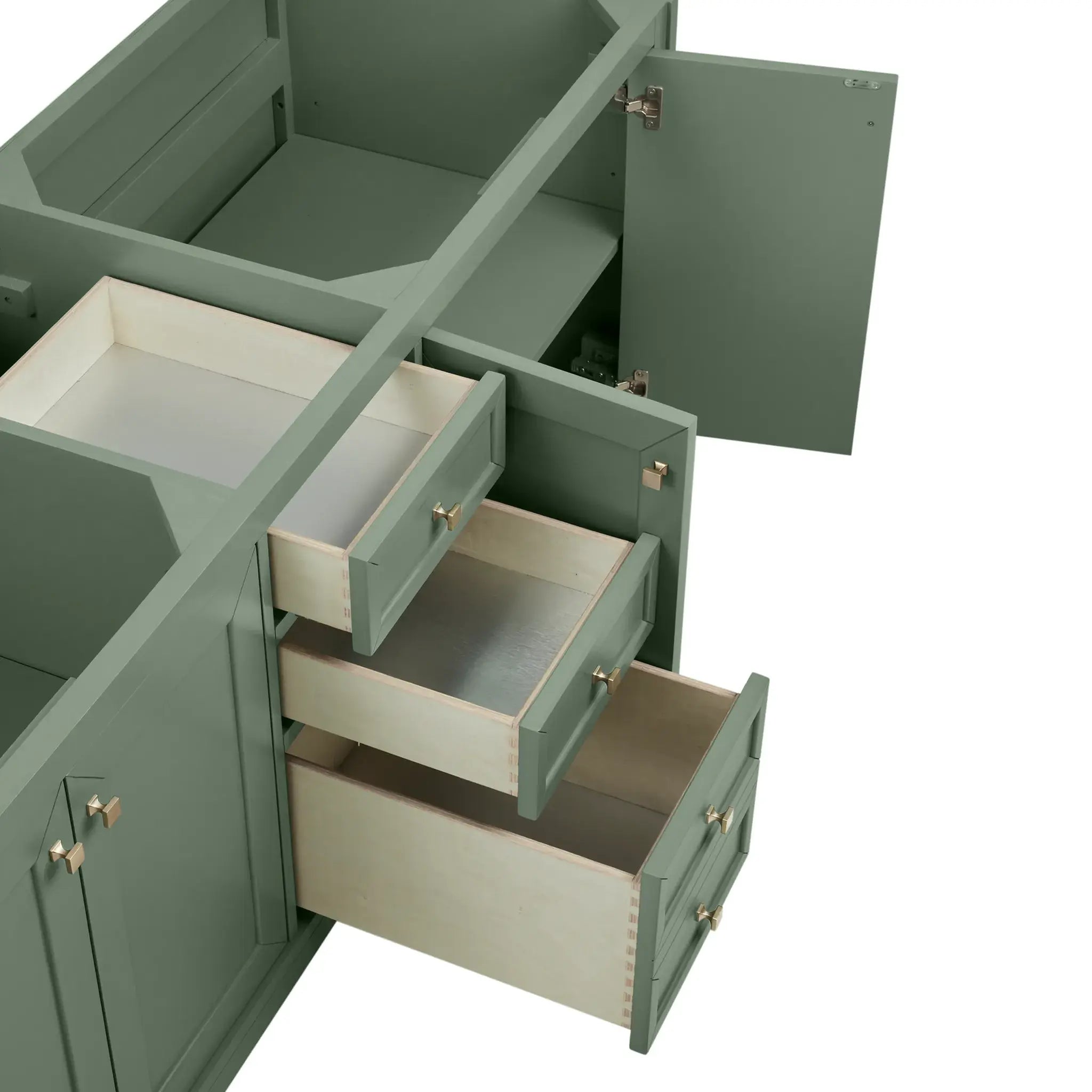 72" Chicago Double Vanity in Smokey Celadon, Wireless Charger-Eternal Jasmine Pearl Silestone-8" Widespread image 12
