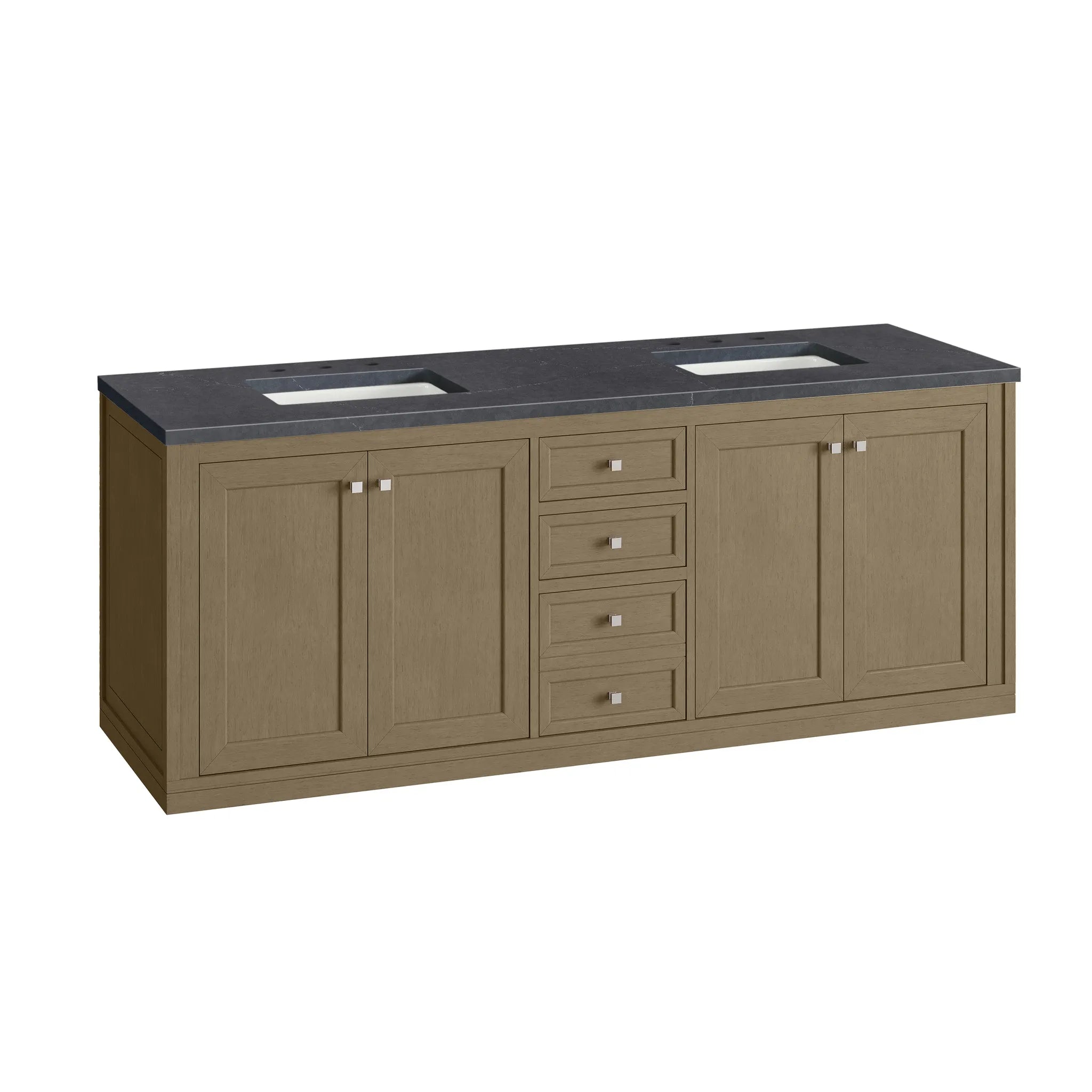 72" Chicago Double Vanity in Walnut Whisper-Charcoal Soapstone Silestone-8" Widespread image 20
