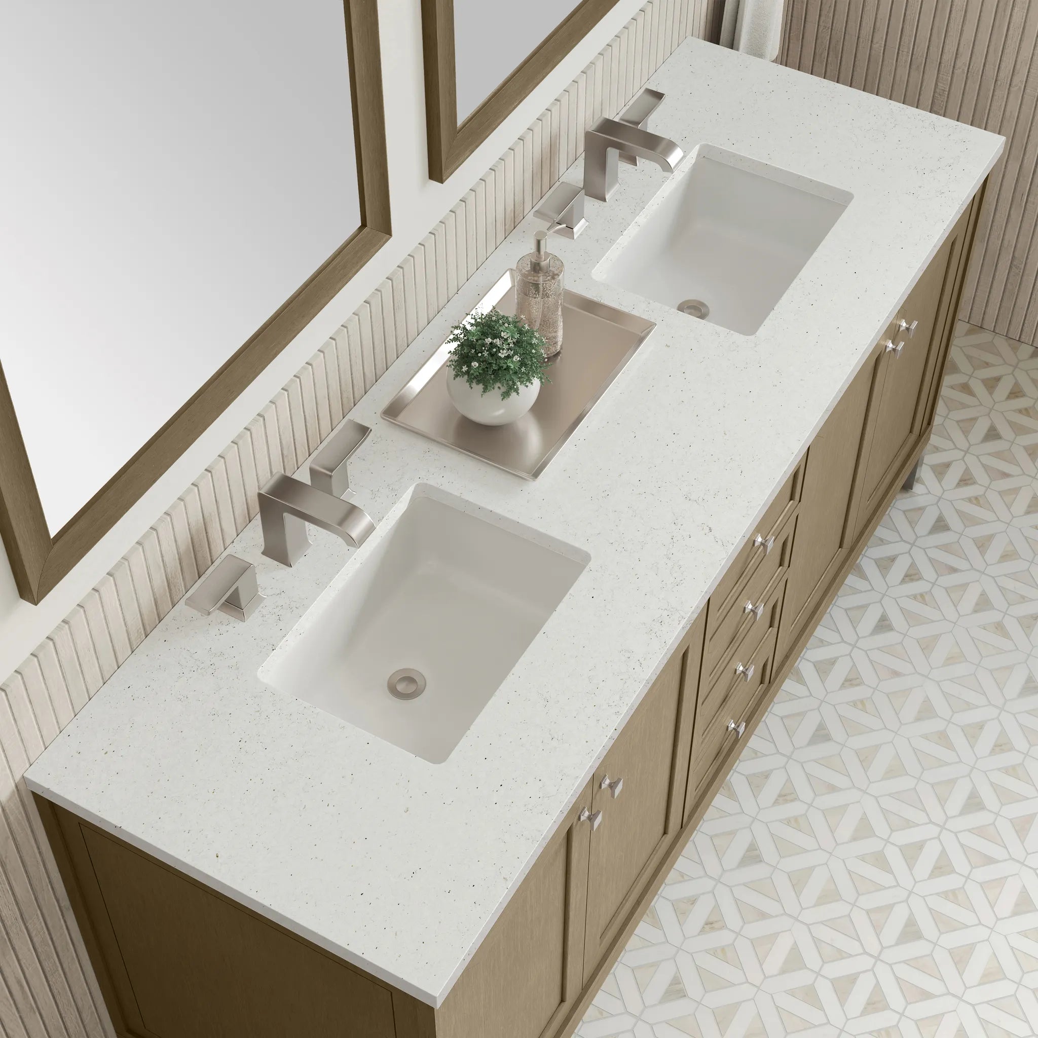72" Chicago Double Vanity in Walnut Whisper-Lime Delight Silestone-8" Widespread image 7