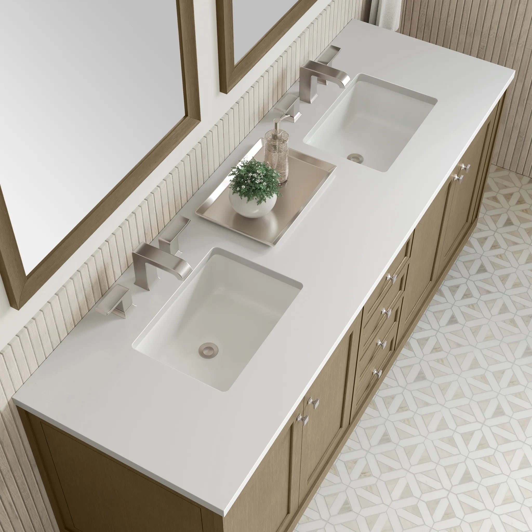 72" Chicago Double Vanity in Walnut Whisper-White Zeus Silestone-8" Widespread image 13