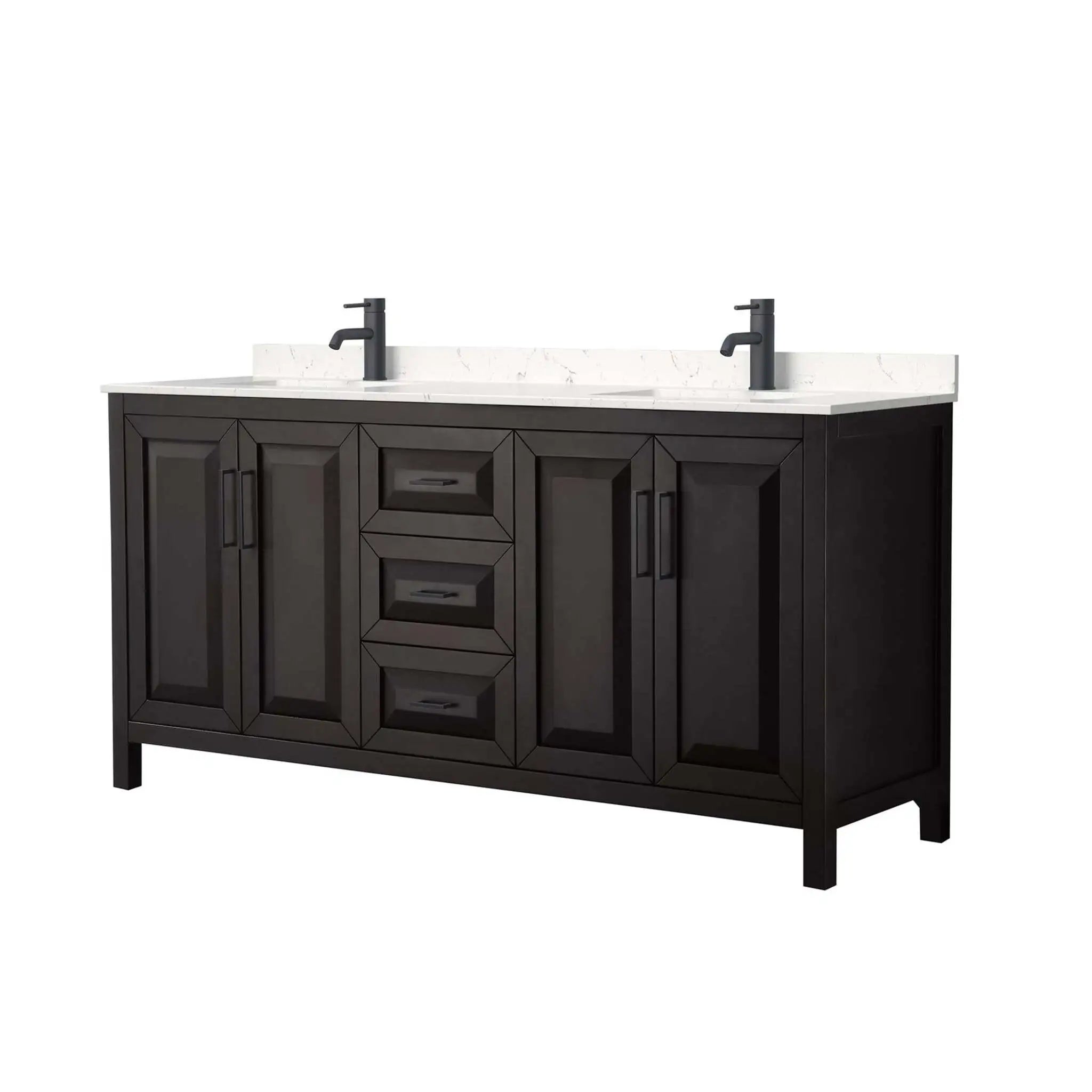 72" Daria Double Bathroom Vanity in Dark Espresso with Matte Black Trim by Wyndham
