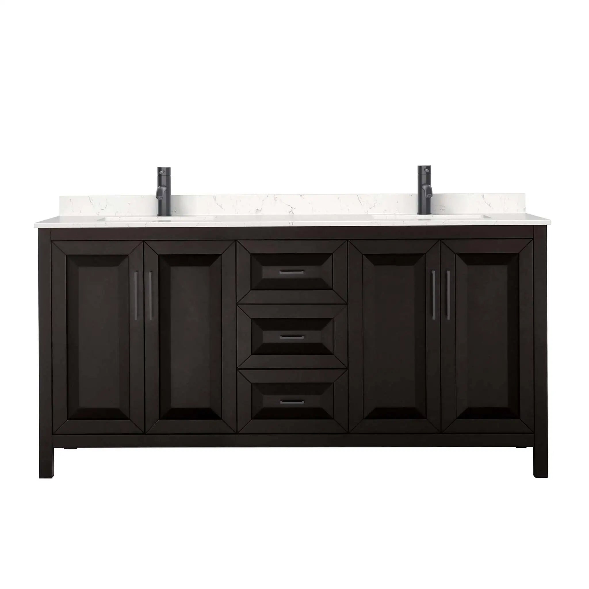 72" Daria Double Bathroom Vanity in Dark Espresso with Matte Black Trim by Wyndham
