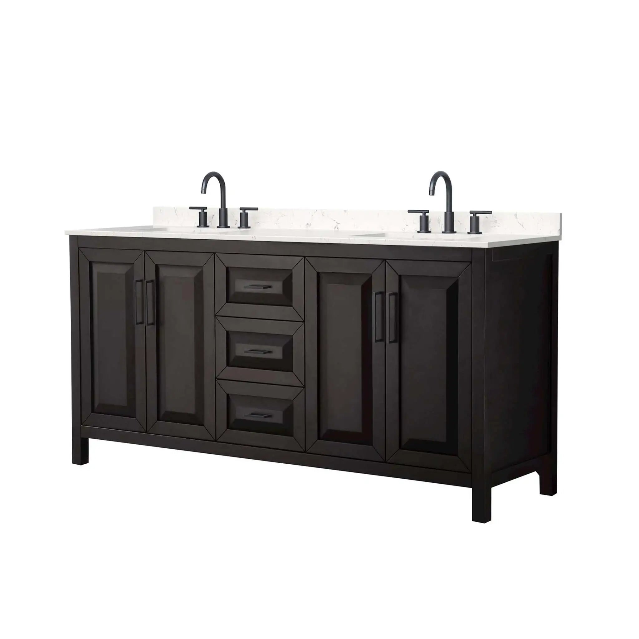 72" Daria Double Bathroom Vanity in Dark Espresso with Matte Black Trim by Wyndham