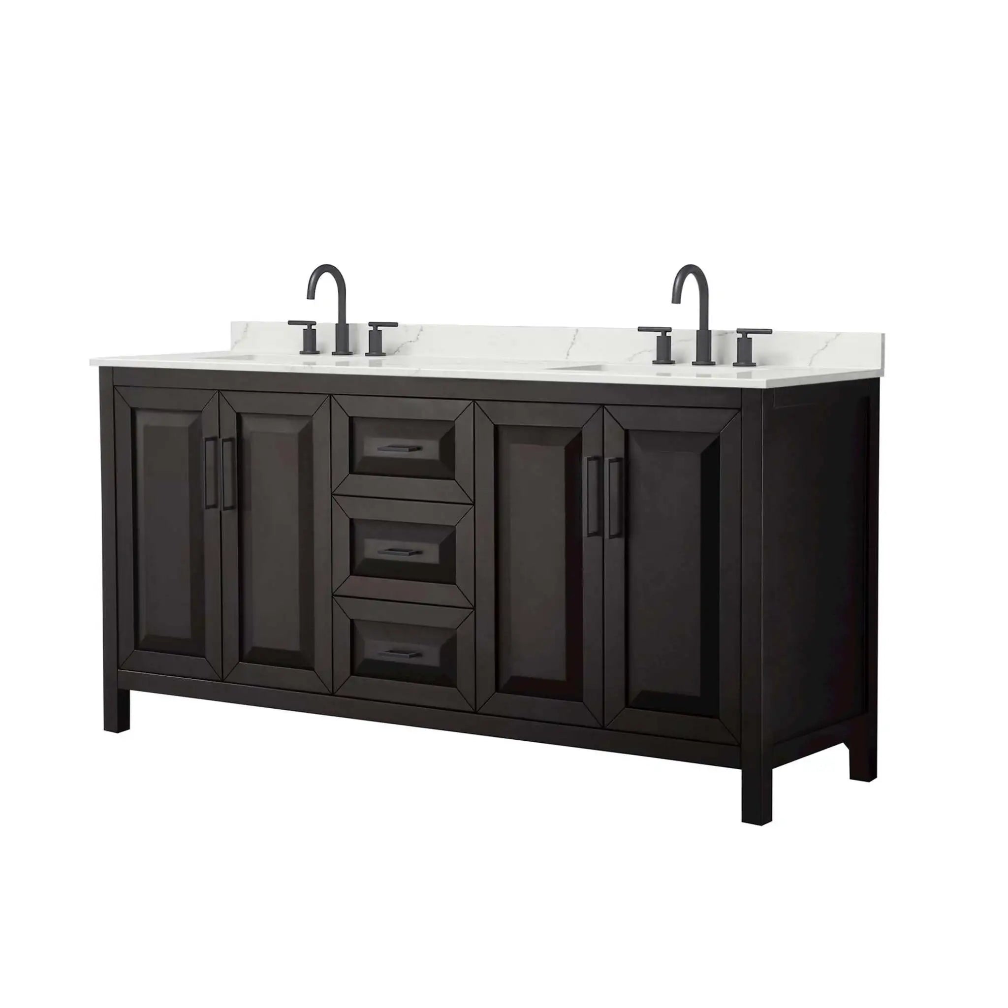 72" Daria Double Bathroom Vanity in Dark Espresso with Matte Black Trim by Wyndham