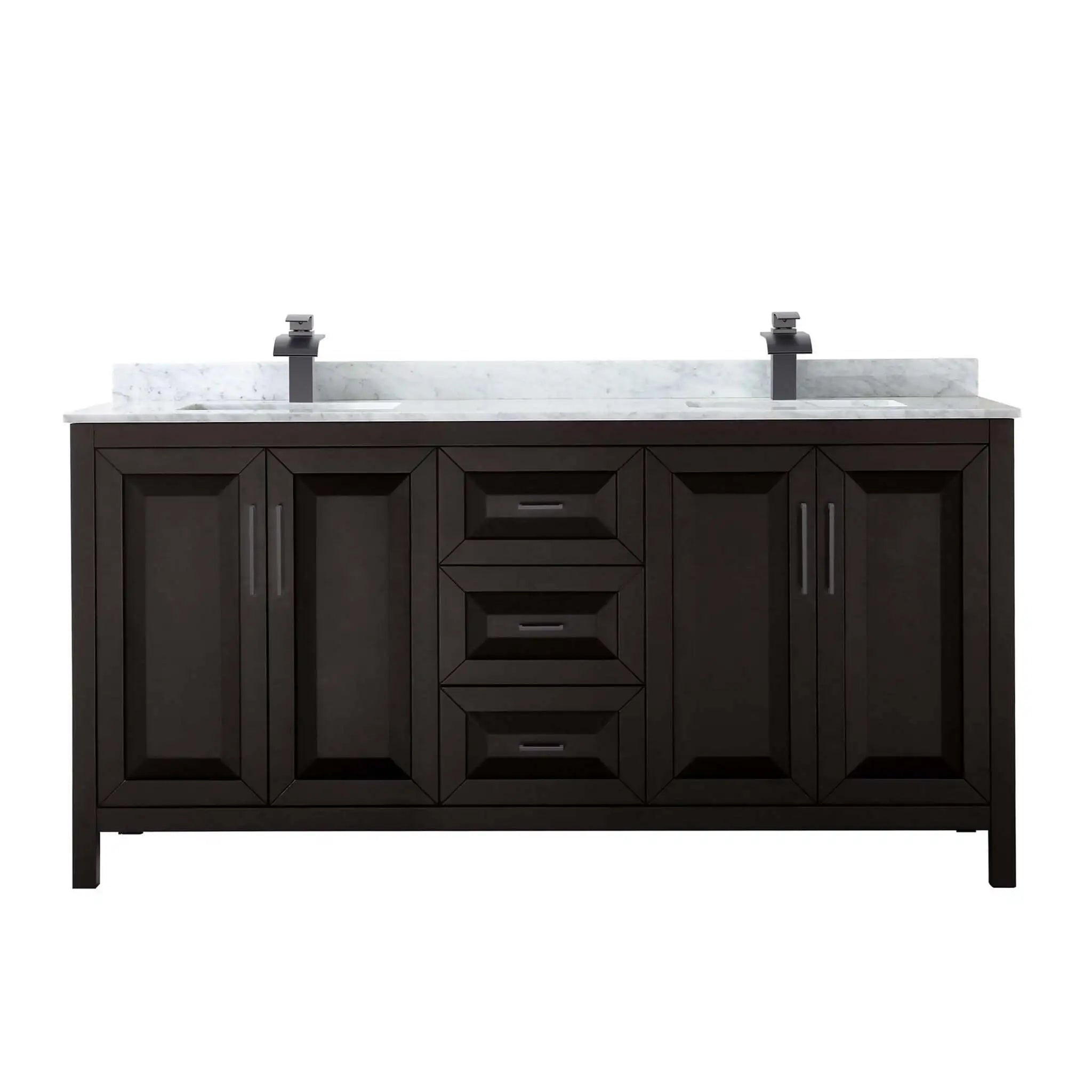 72" Daria Double Bathroom Vanity in Dark Espresso with Matte Black Trim by Wyndham