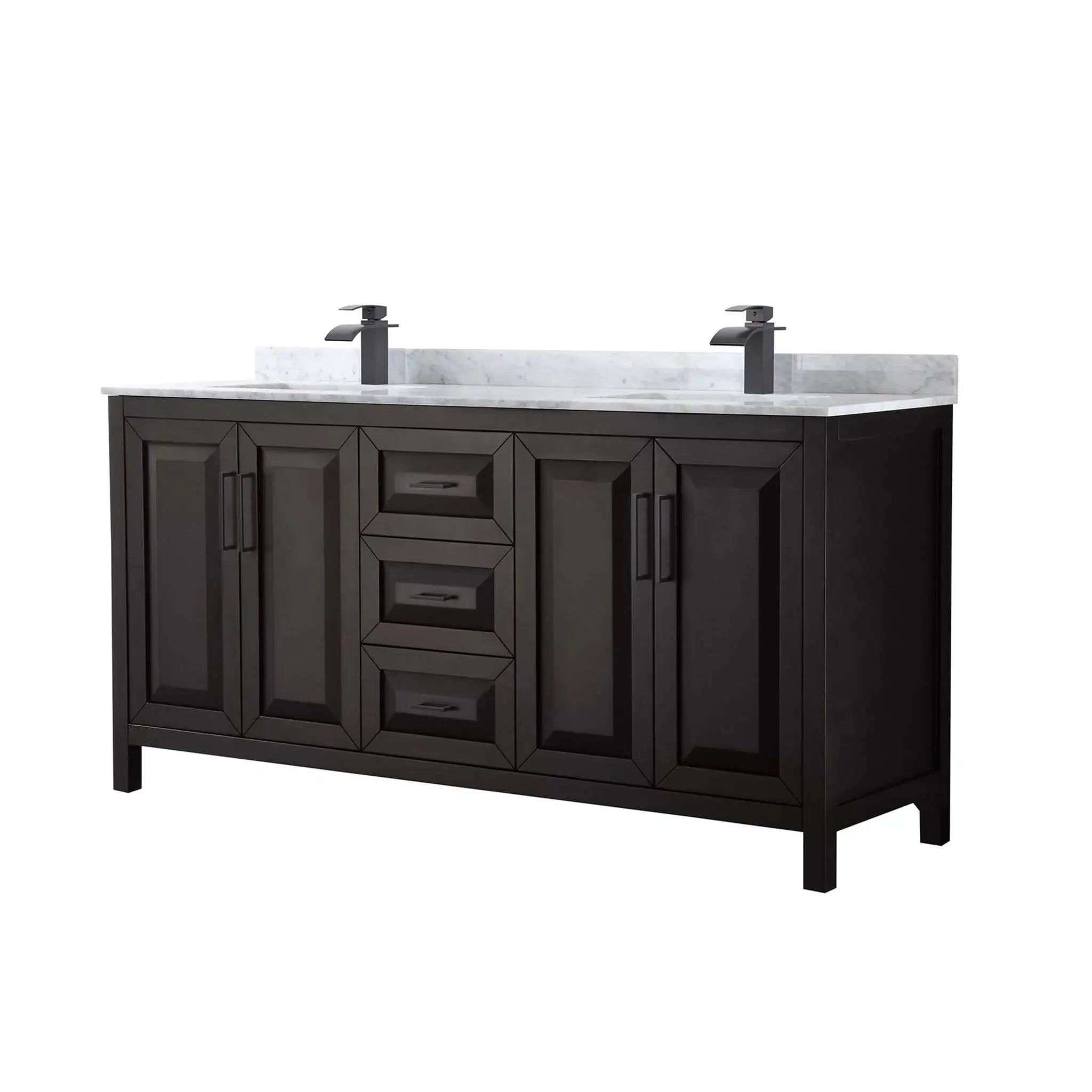 72" Daria Double Bathroom Vanity in Dark Espresso with Matte Black Trim by Wyndham
