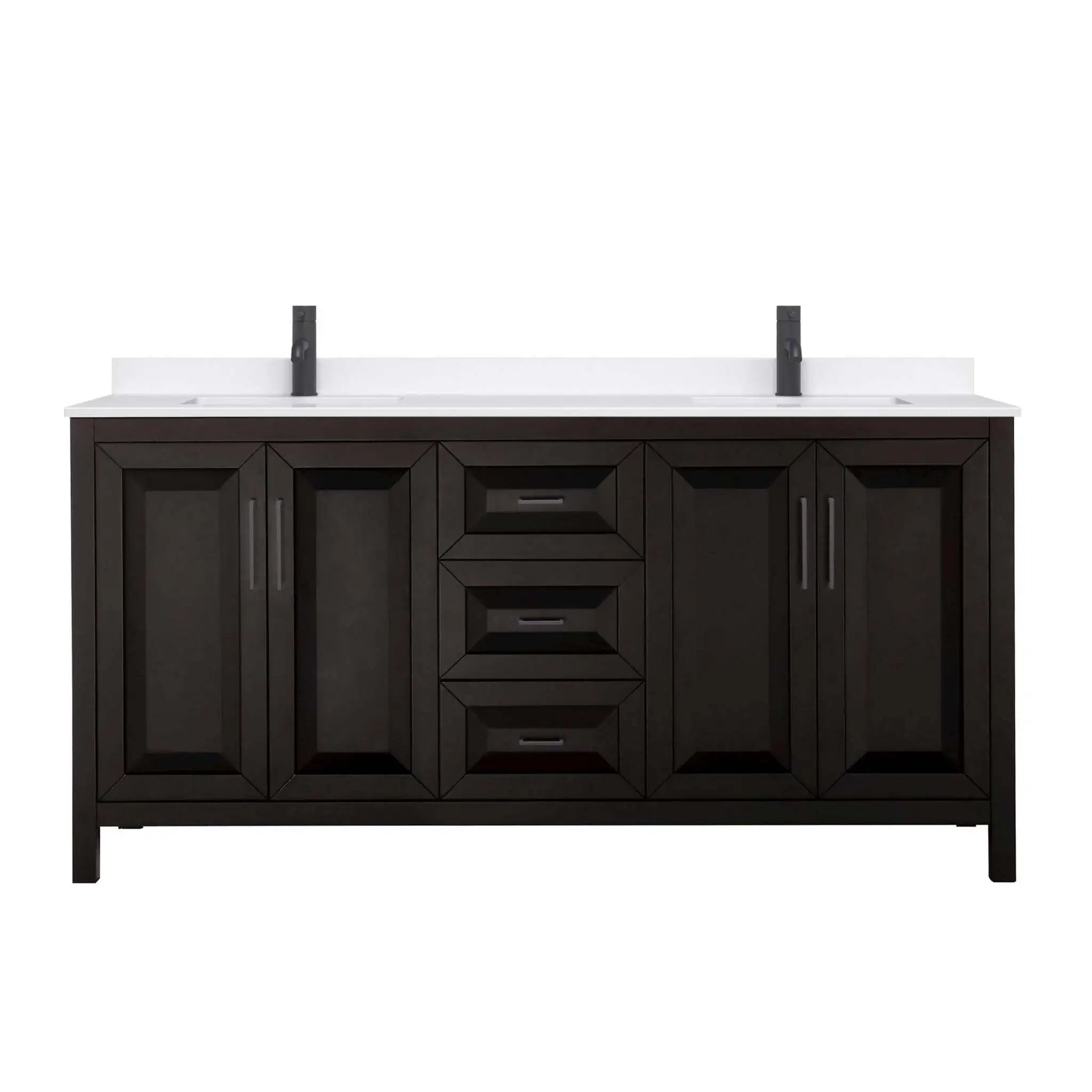 72" Daria Double Bathroom Vanity in Dark Espresso with Matte Black Trim by Wyndham