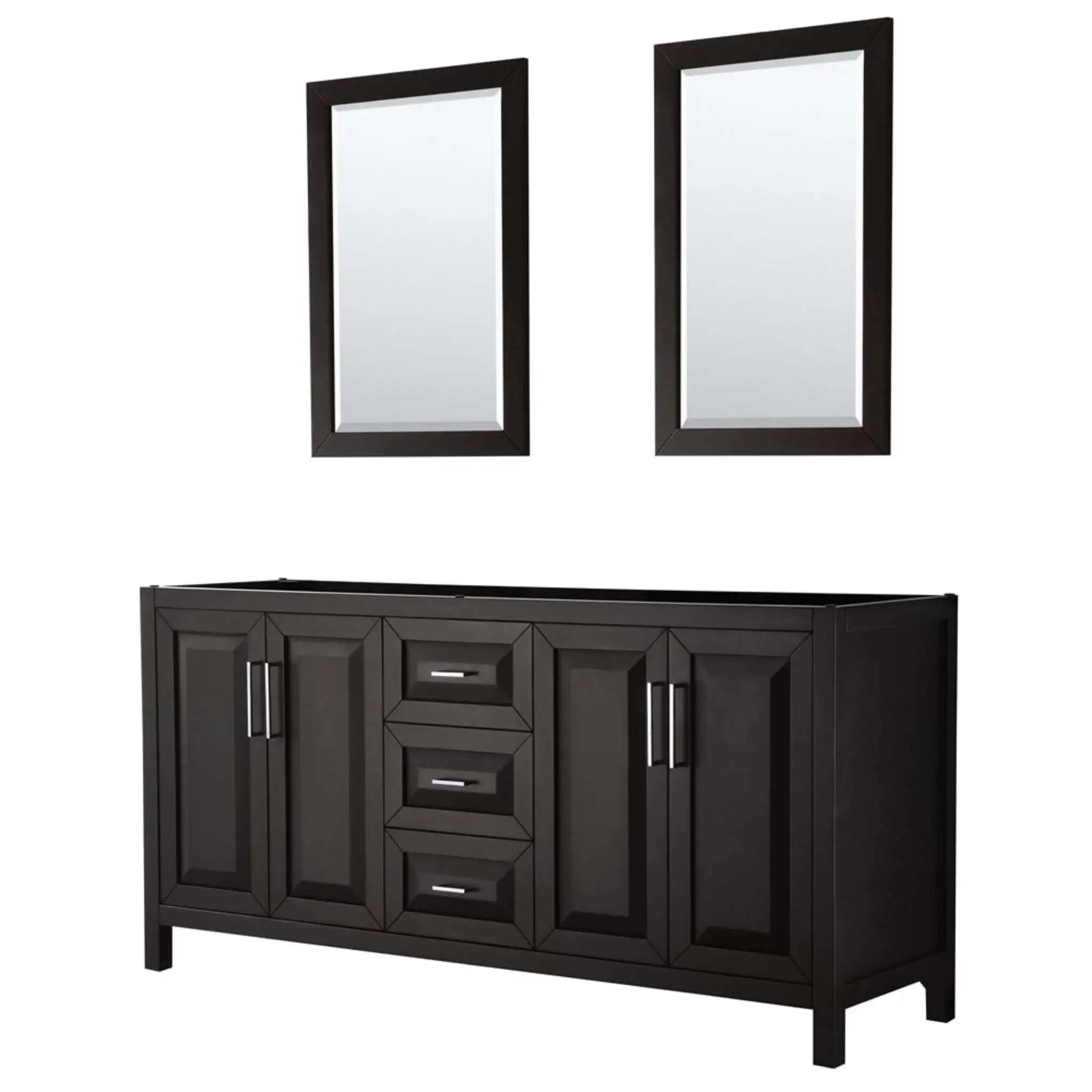 72" Daria Double Bathroom Vanity in Dark Espresso with Polished Chrome Trim & 24" Mirror by Wyndham