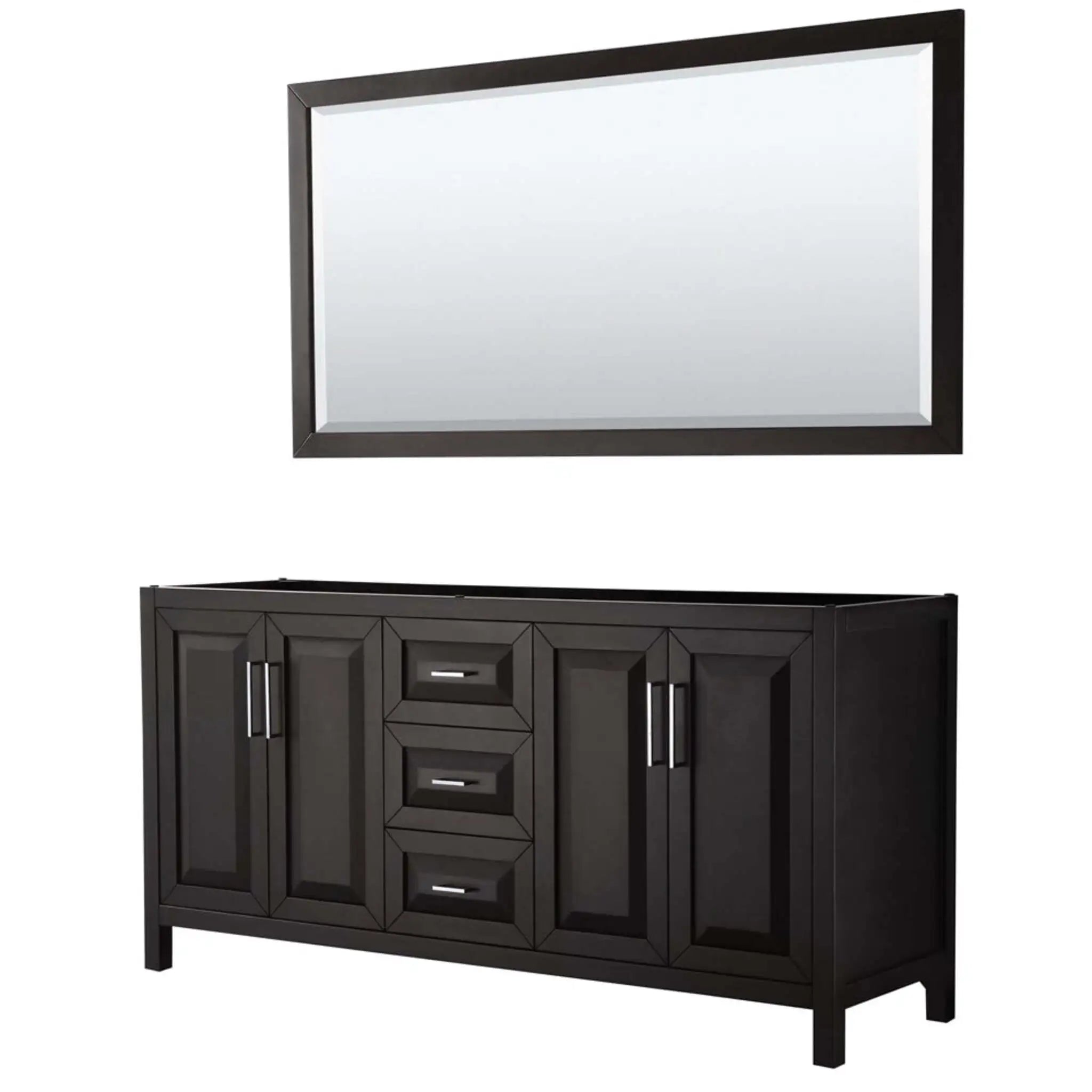 72" Daria Double Bathroom Vanity in Dark Espresso with Polished Chrome Trim & 70" Mirror by Wyndham