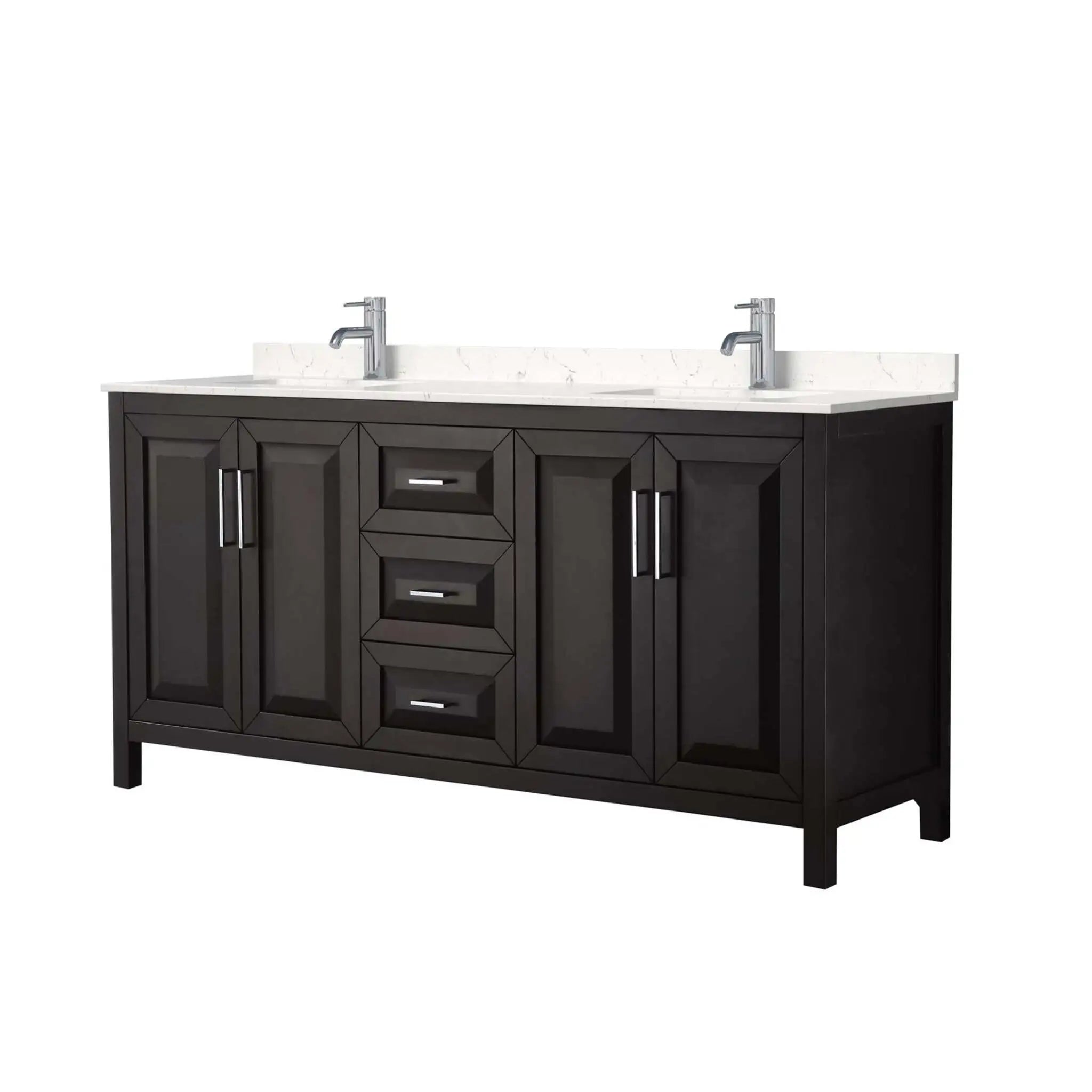 72" Daria Double Bathroom Vanity in Dark Espresso with Polished Chrome Trim by Wyndham