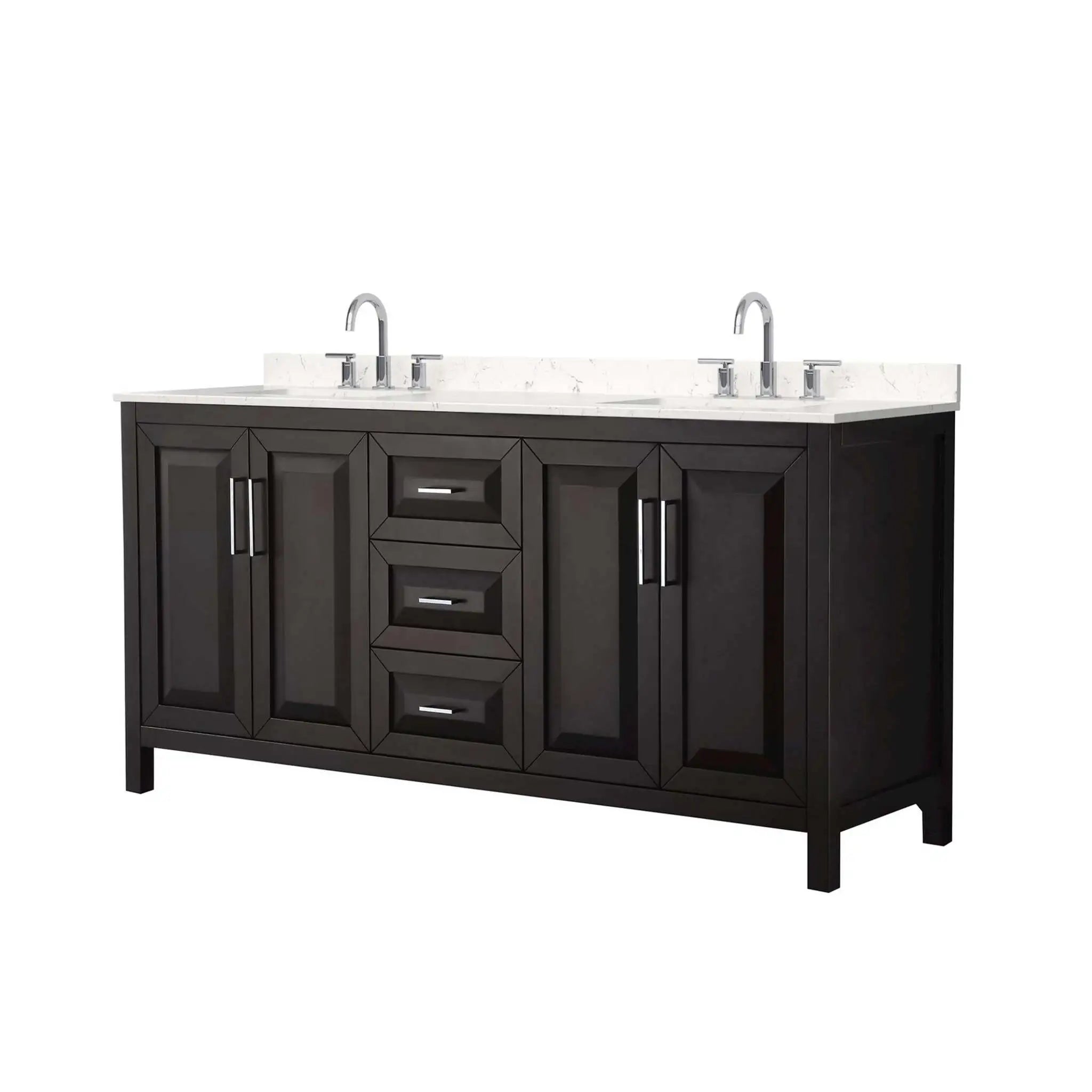 72" Daria Double Bathroom Vanity in Dark Espresso with Polished Chrome Trim by Wyndham