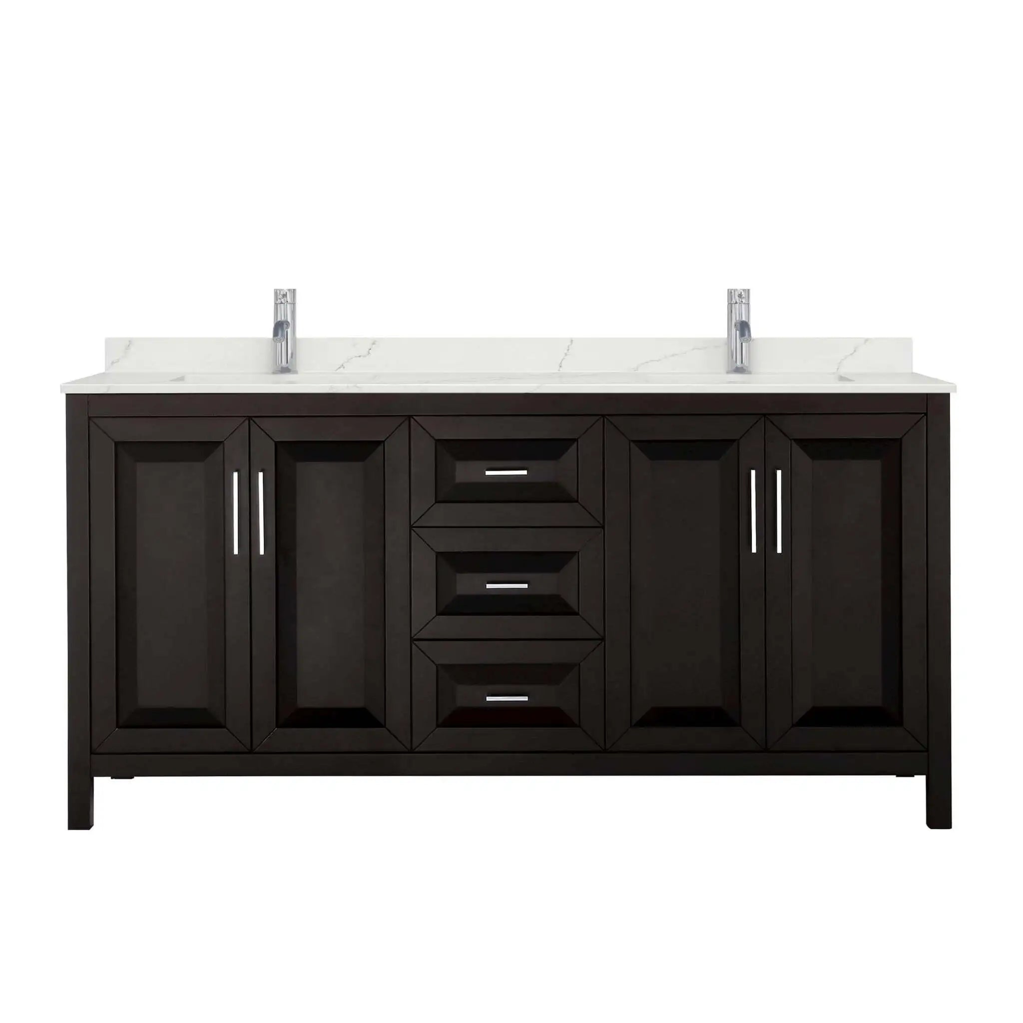 72" Daria Double Bathroom Vanity in Dark Espresso with Polished Chrome Trim by Wyndham