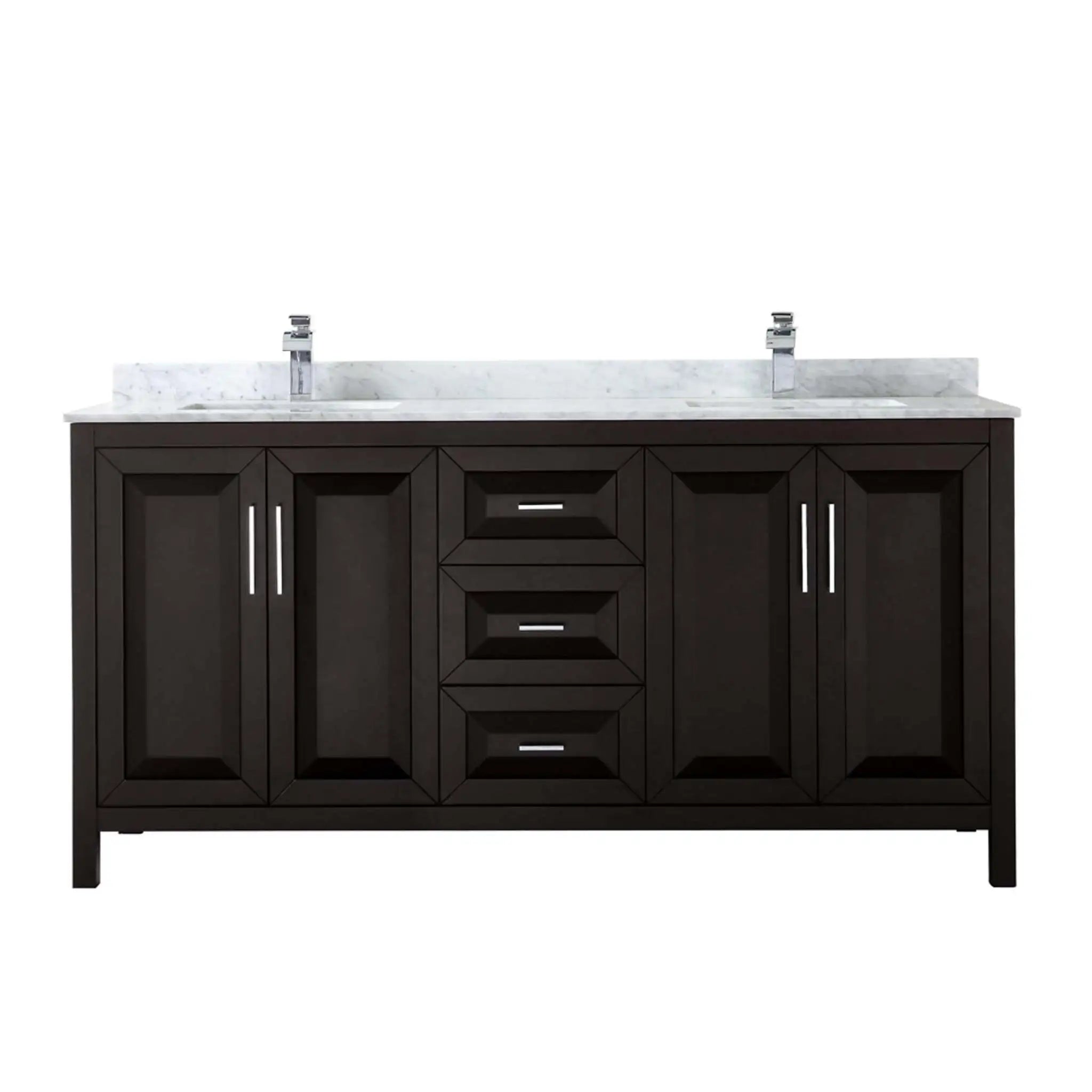 72" Daria Double Bathroom Vanity in Dark Espresso with Polished Chrome Trim by Wyndham