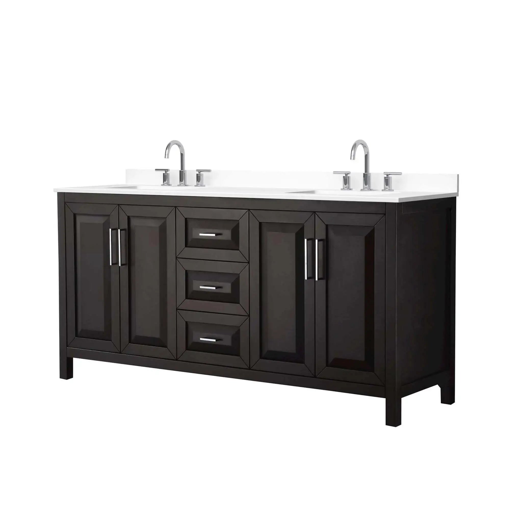 72" Daria Double Bathroom Vanity in Dark Espresso with Polished Chrome Trim by Wyndham