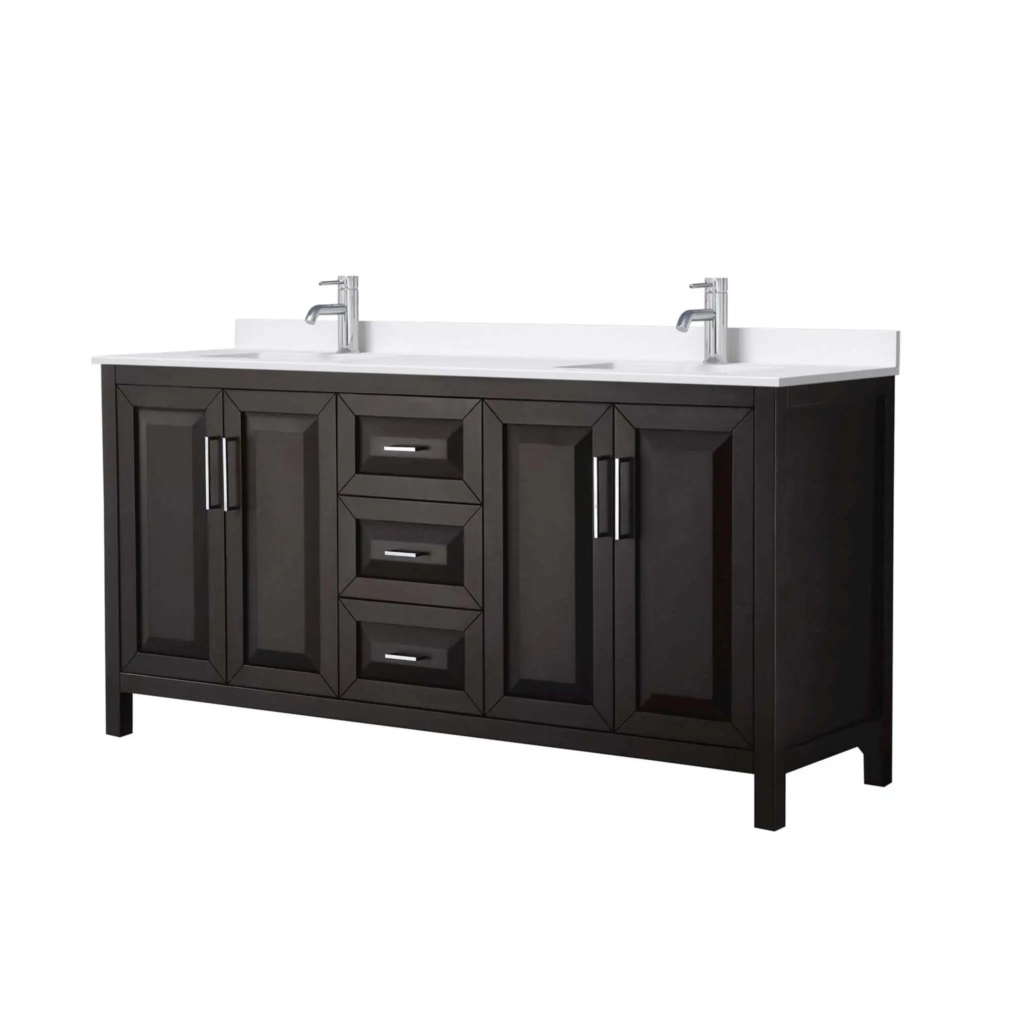 72" Daria Double Bathroom Vanity in Dark Espresso with Polished Chrome Trim by Wyndham