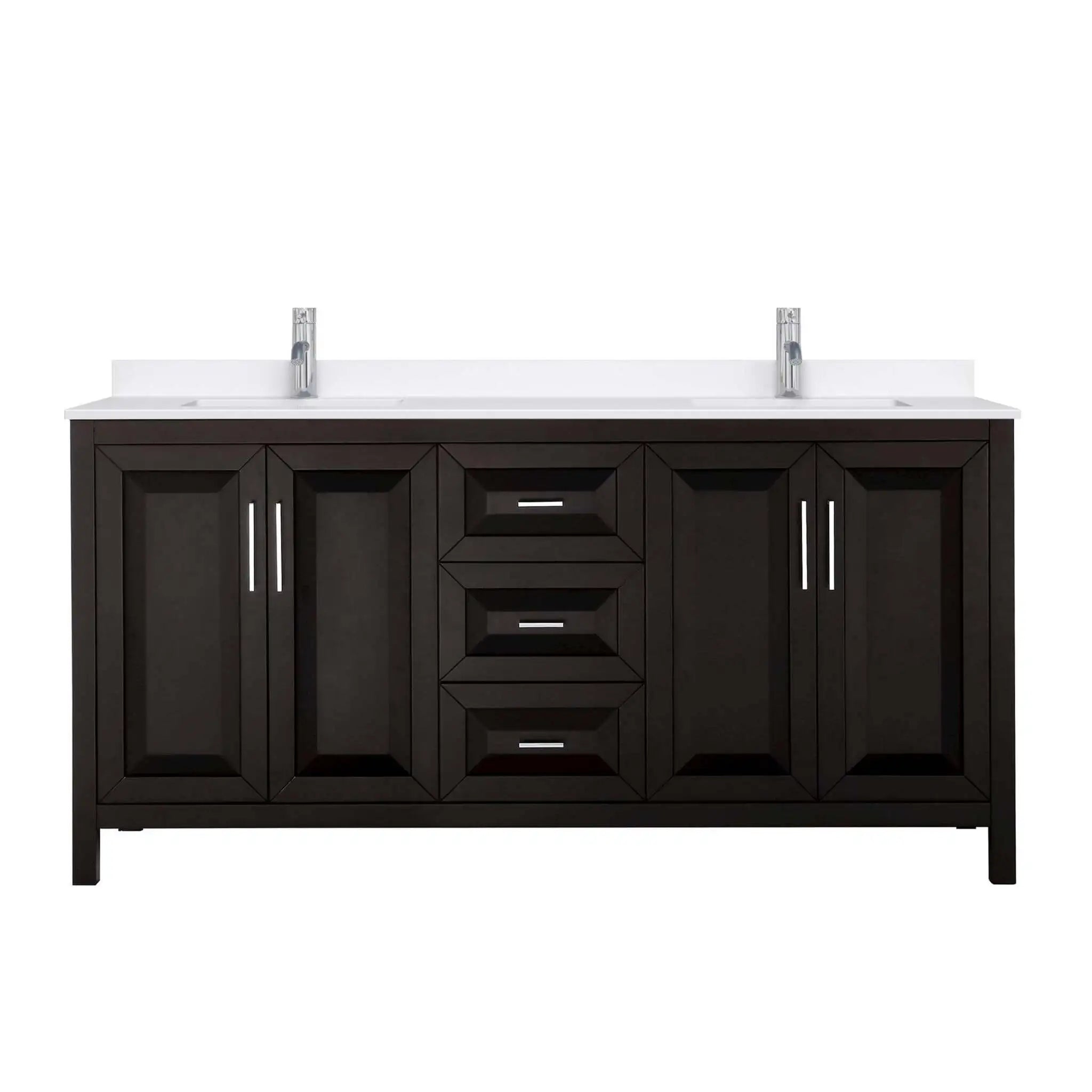 72" Daria Double Bathroom Vanity in Dark Espresso with Polished Chrome Trim by Wyndham