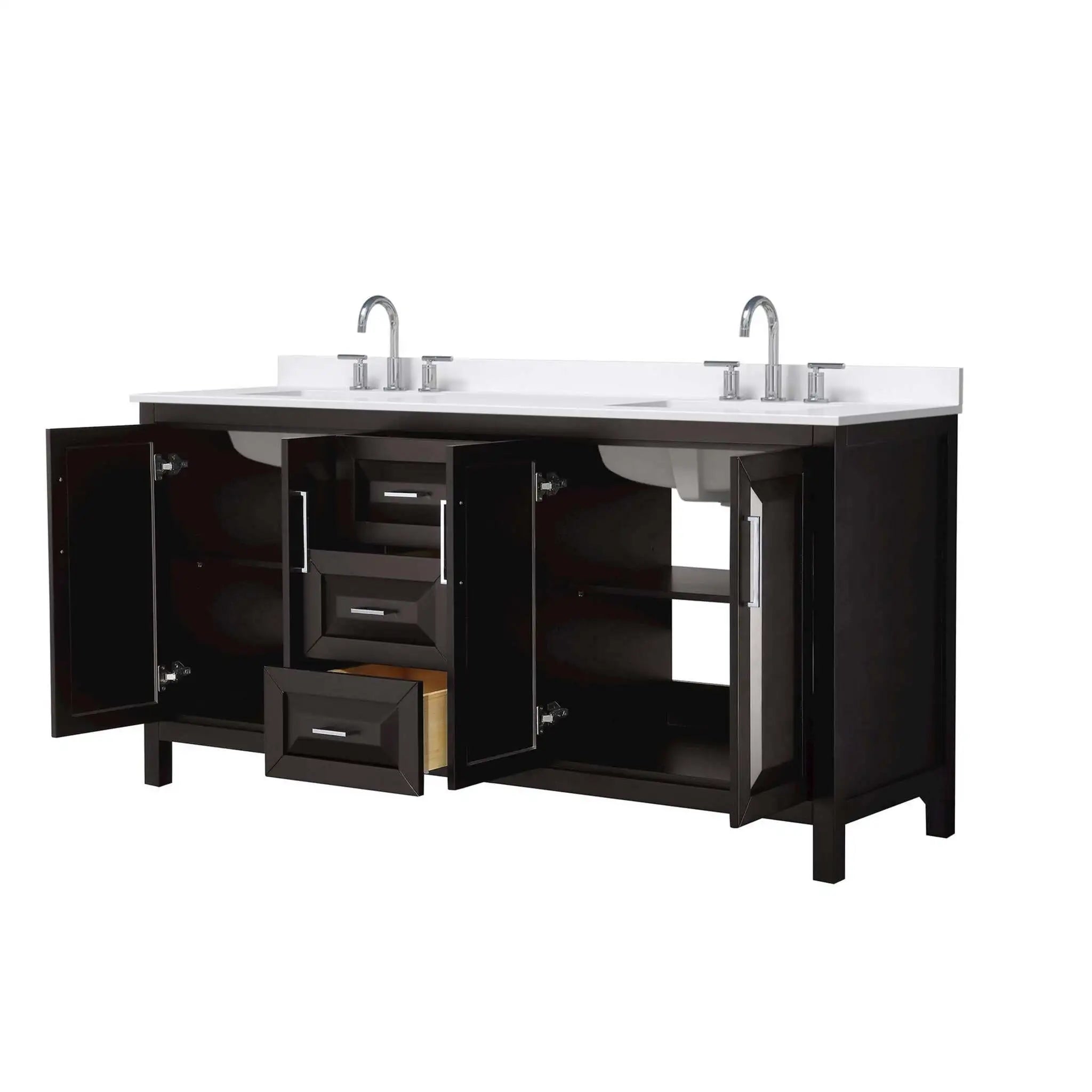 72" Daria Double Bathroom Vanity in Dark Espresso with Polished Chrome Trim by Wyndham