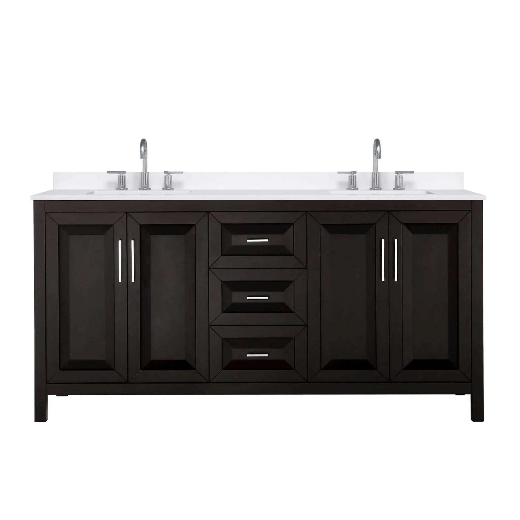 72" Daria Double Bathroom Vanity in Dark Espresso with Polished Chrome Trim by Wyndham