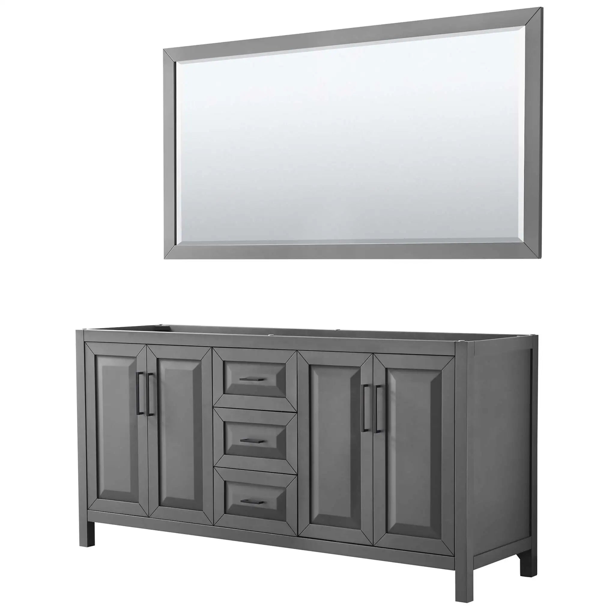 72" Daria Double Bathroom Vanity in Dark Gray with Matte Black Trim & 70" Mirror by Wyndham