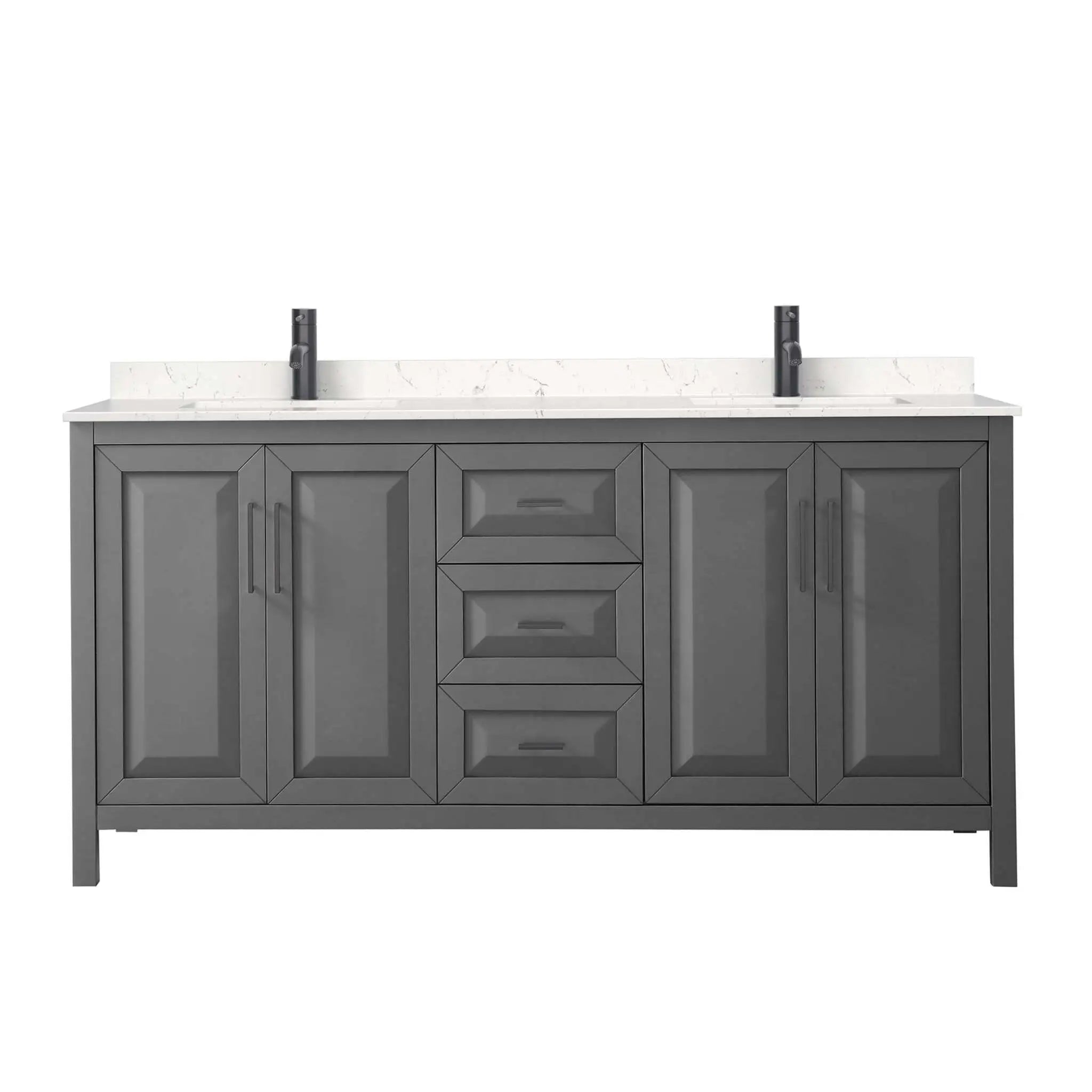72" Daria Double Bathroom Vanity in Dark Gray with Matte Black Trim by Wyndham