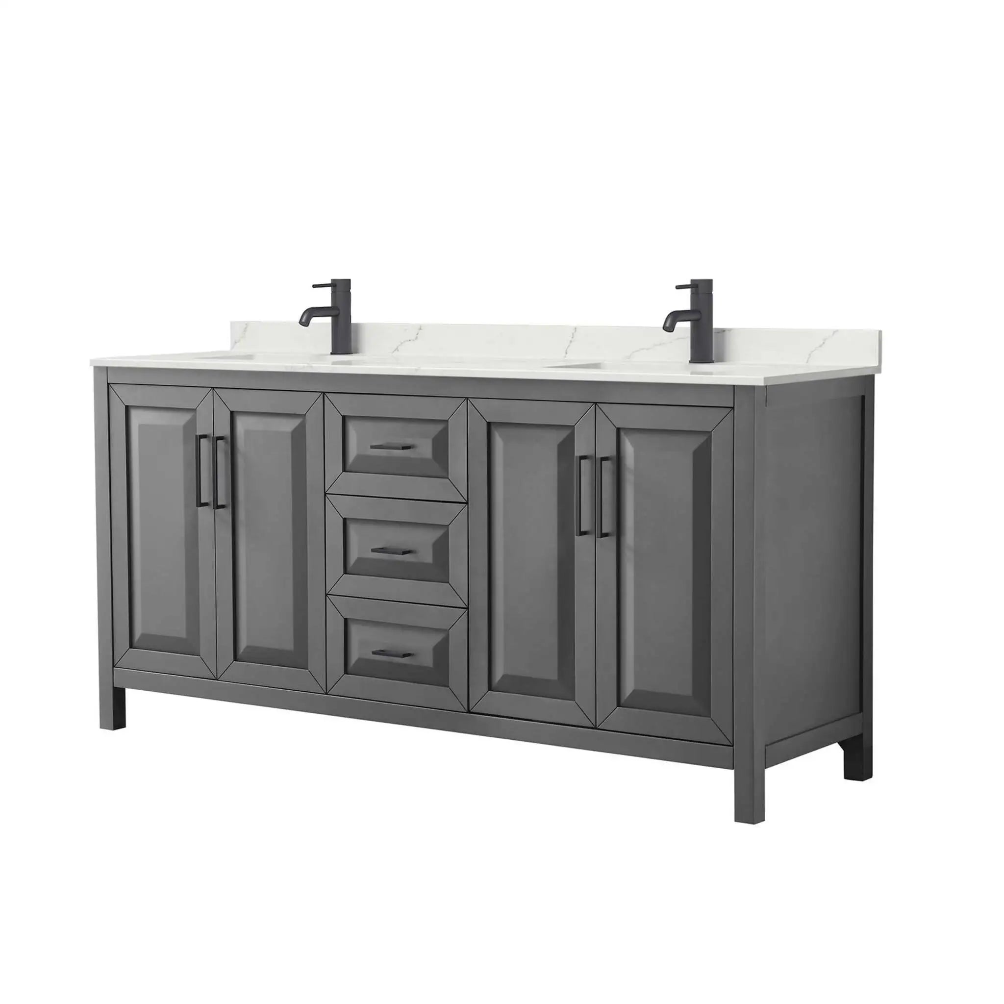 72" Daria Double Bathroom Vanity in Dark Gray with Matte Black Trim by Wyndham