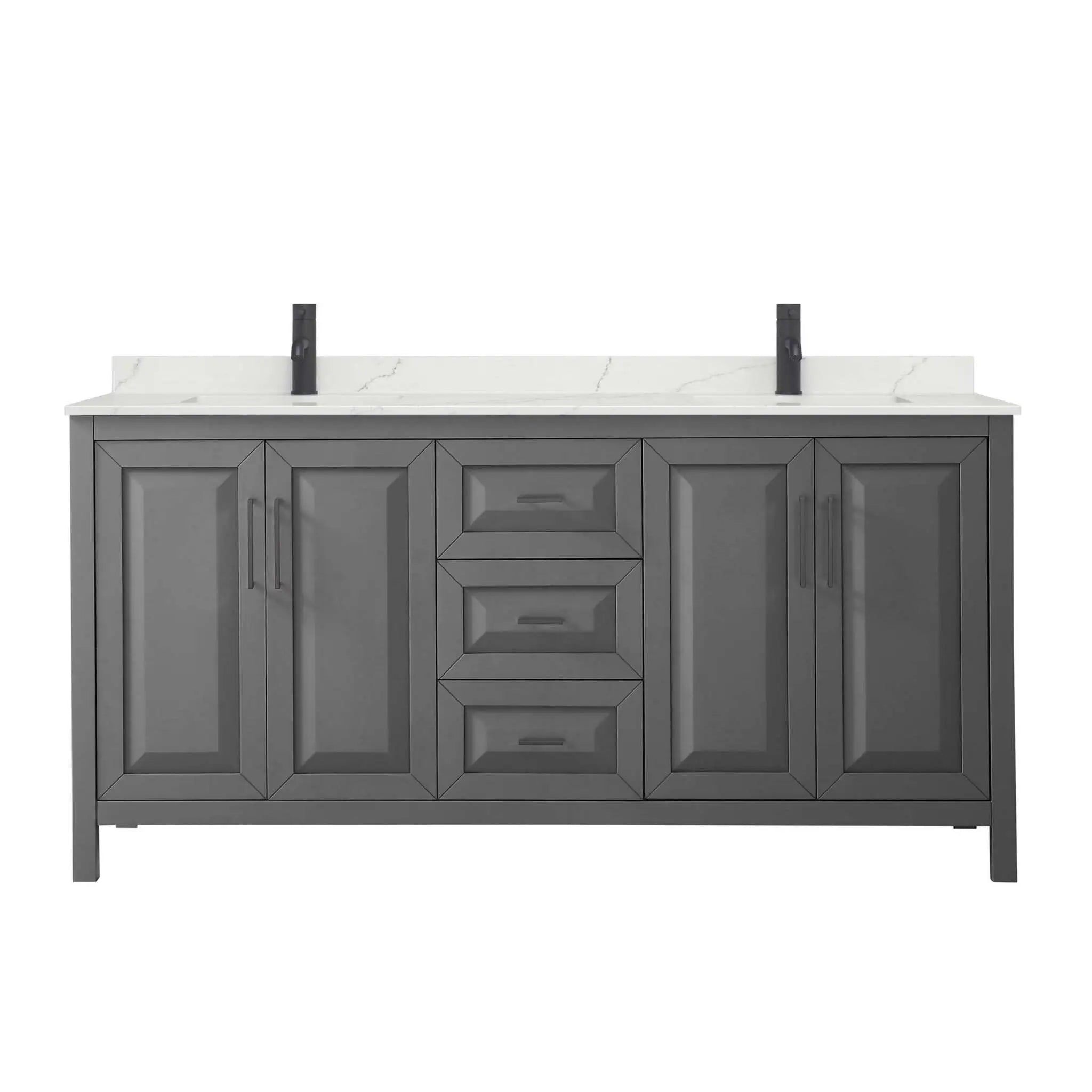 72" Daria Double Bathroom Vanity in Dark Gray with Matte Black Trim by Wyndham