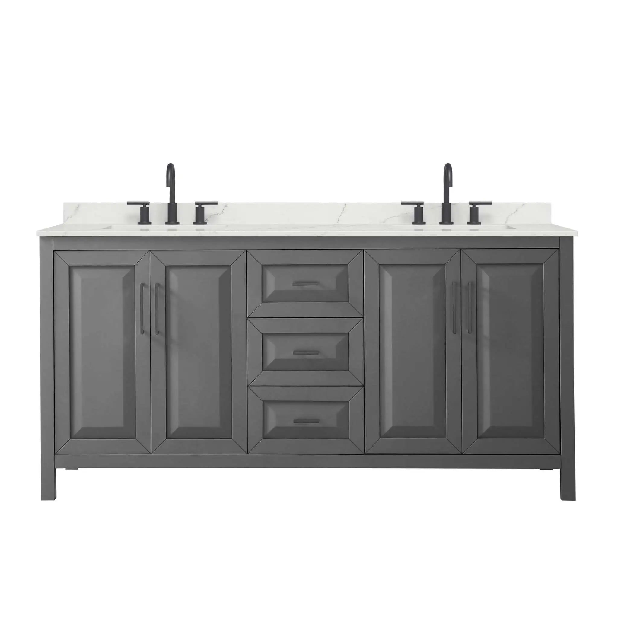 72" Daria Double Bathroom Vanity in Dark Gray with Matte Black Trim by Wyndham