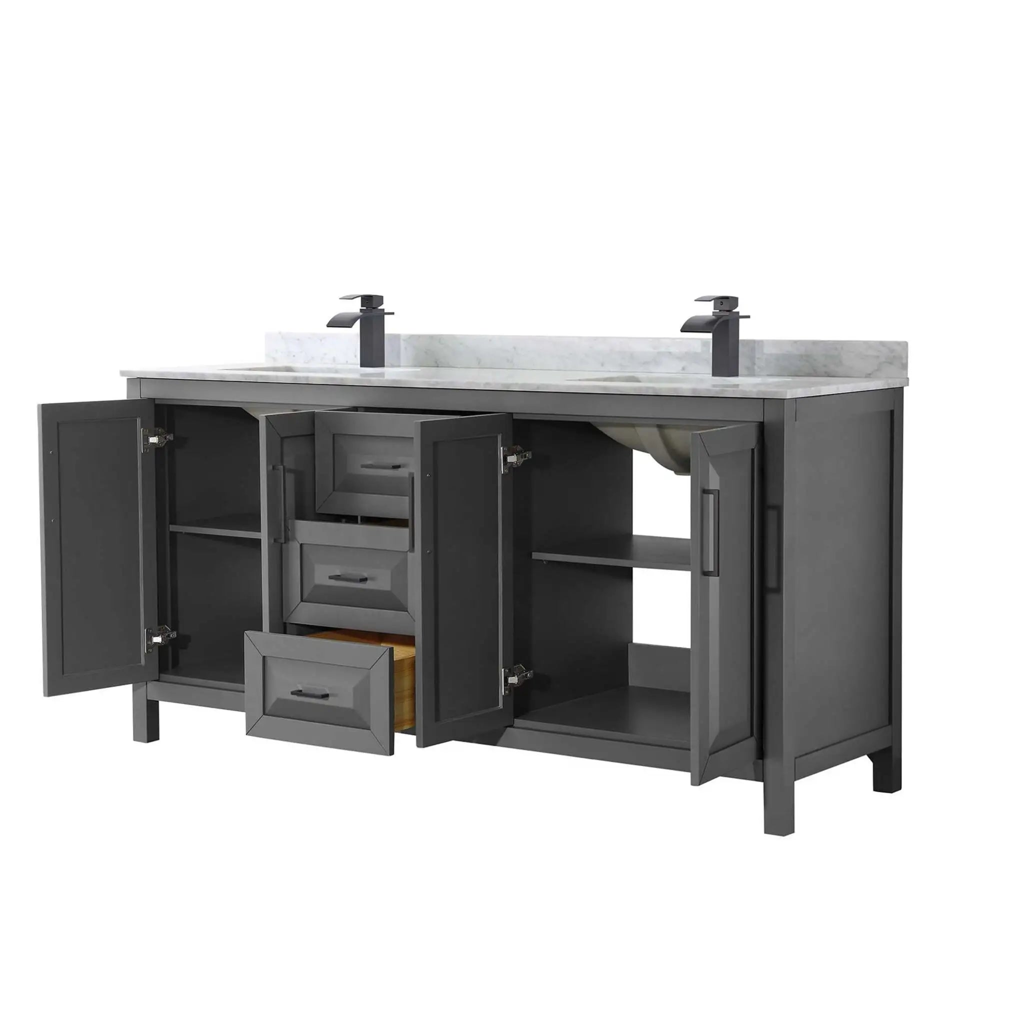 72" Daria Double Bathroom Vanity in Dark Gray with Matte Black Trim by Wyndham