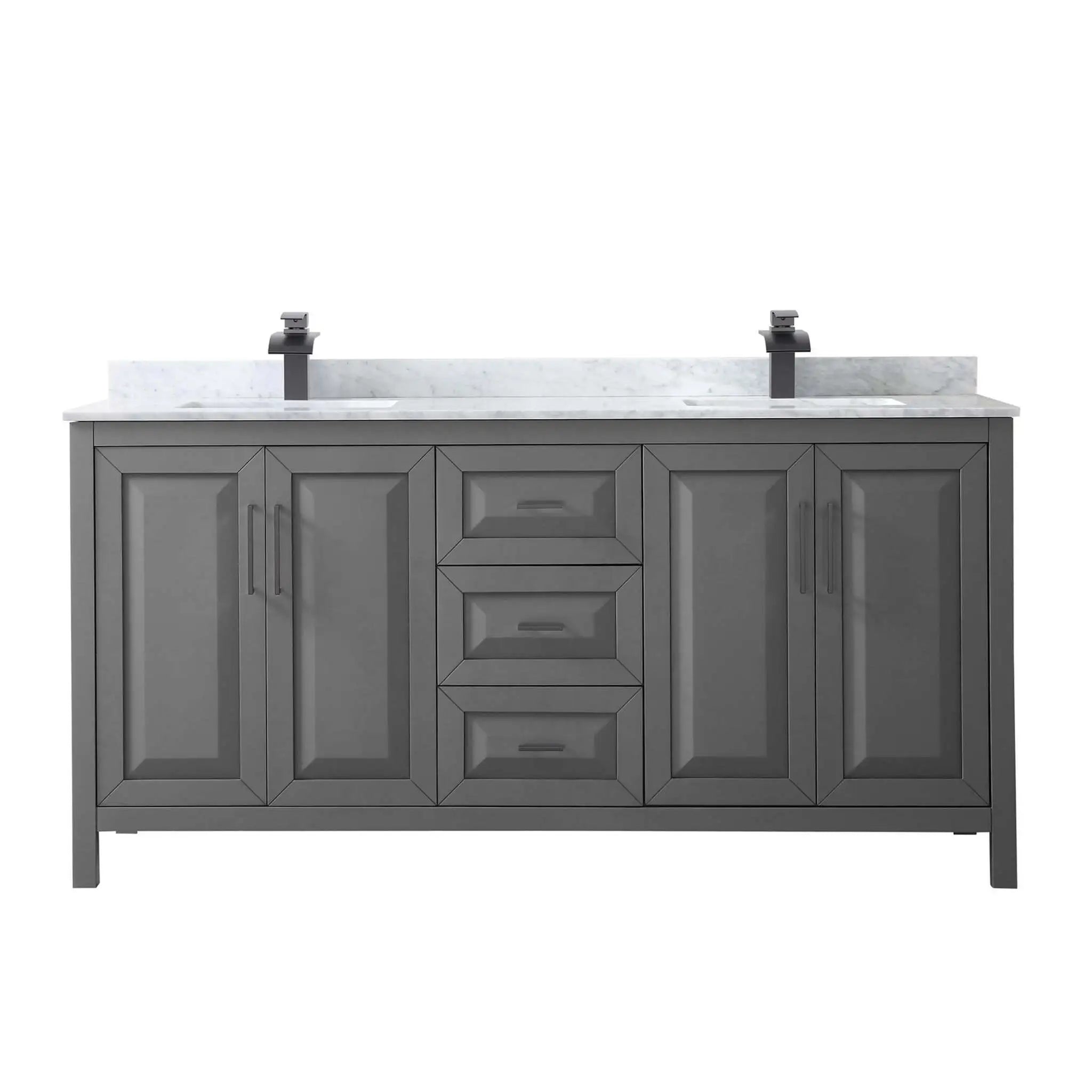 72" Daria Double Bathroom Vanity in Dark Gray with Matte Black Trim by Wyndham