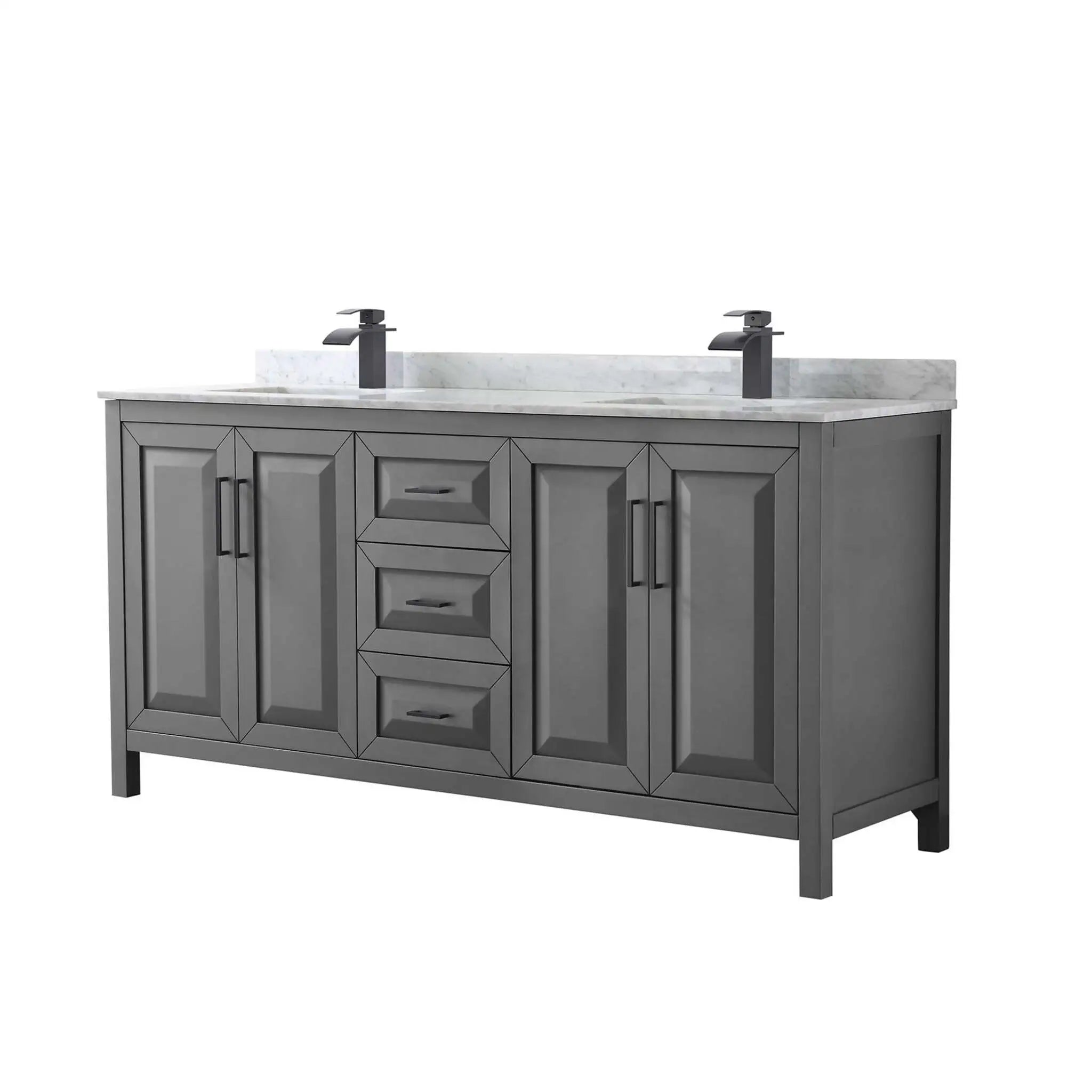 72" Daria Double Bathroom Vanity in Dark Gray with Matte Black Trim by Wyndham