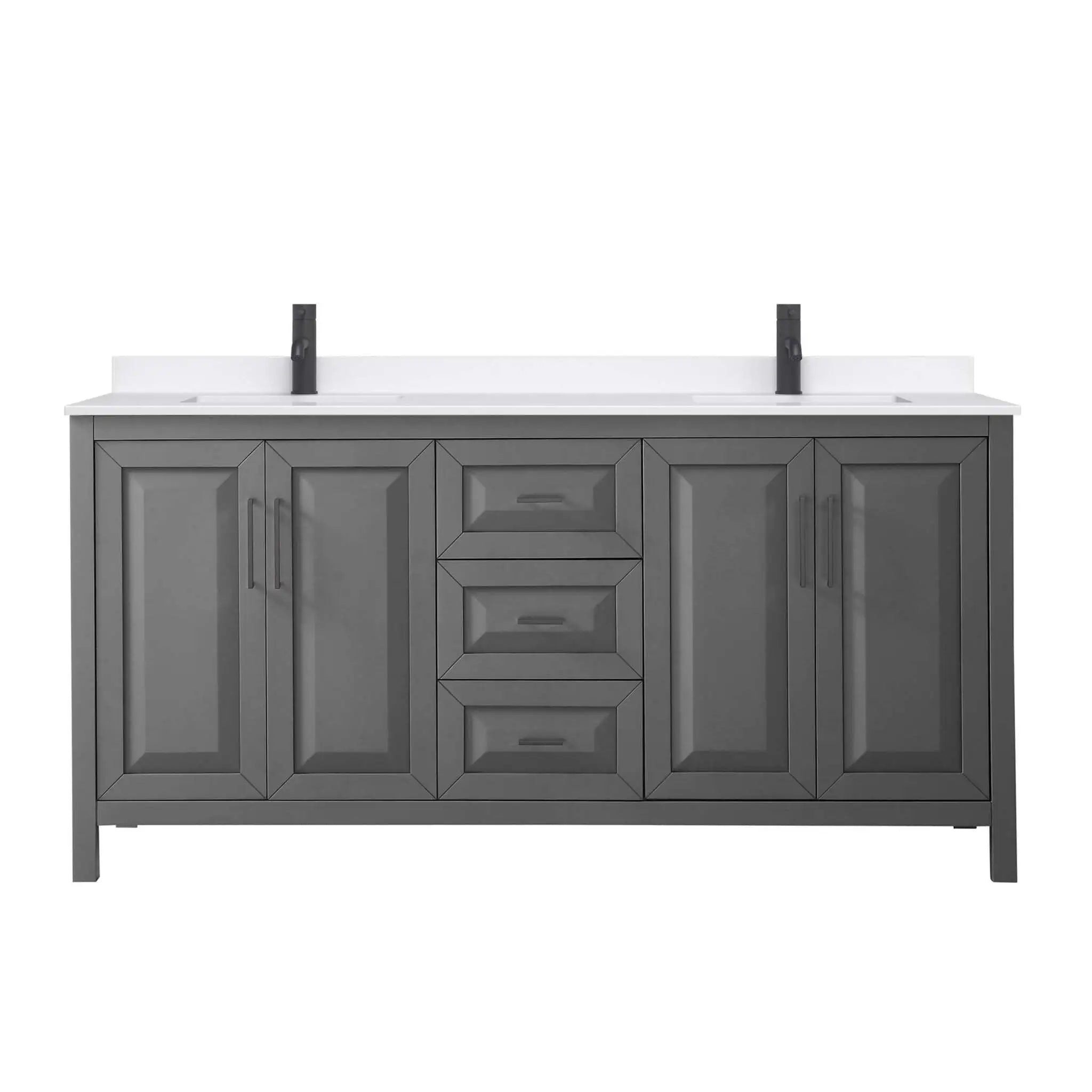 72" Daria Double Bathroom Vanity in Dark Gray with Matte Black Trim by Wyndham