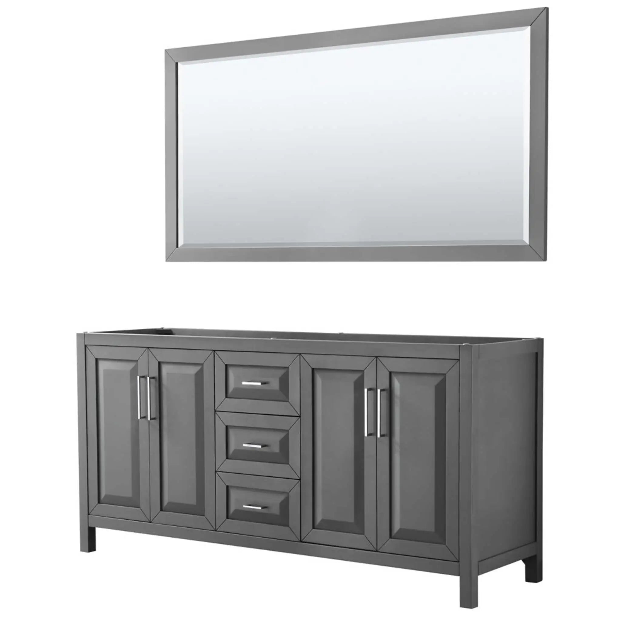 72" Daria Double Bathroom Vanity in Dark Gray with Polished Chrome Trim & 70" Mirror by Wyndham